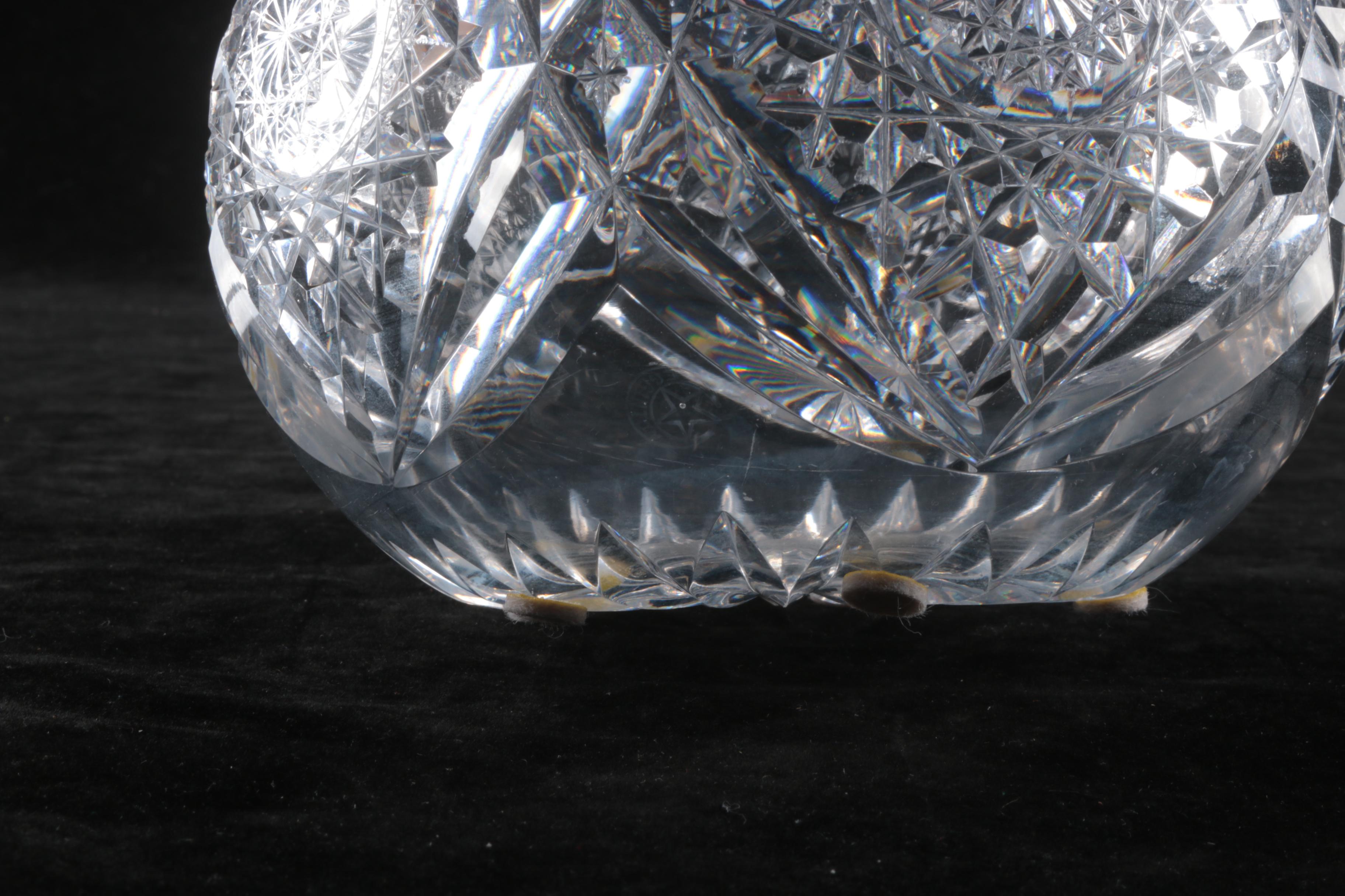 1896-1918 Egginton American Brilliant Period Cut Carafe and Cut Crystal Bowl