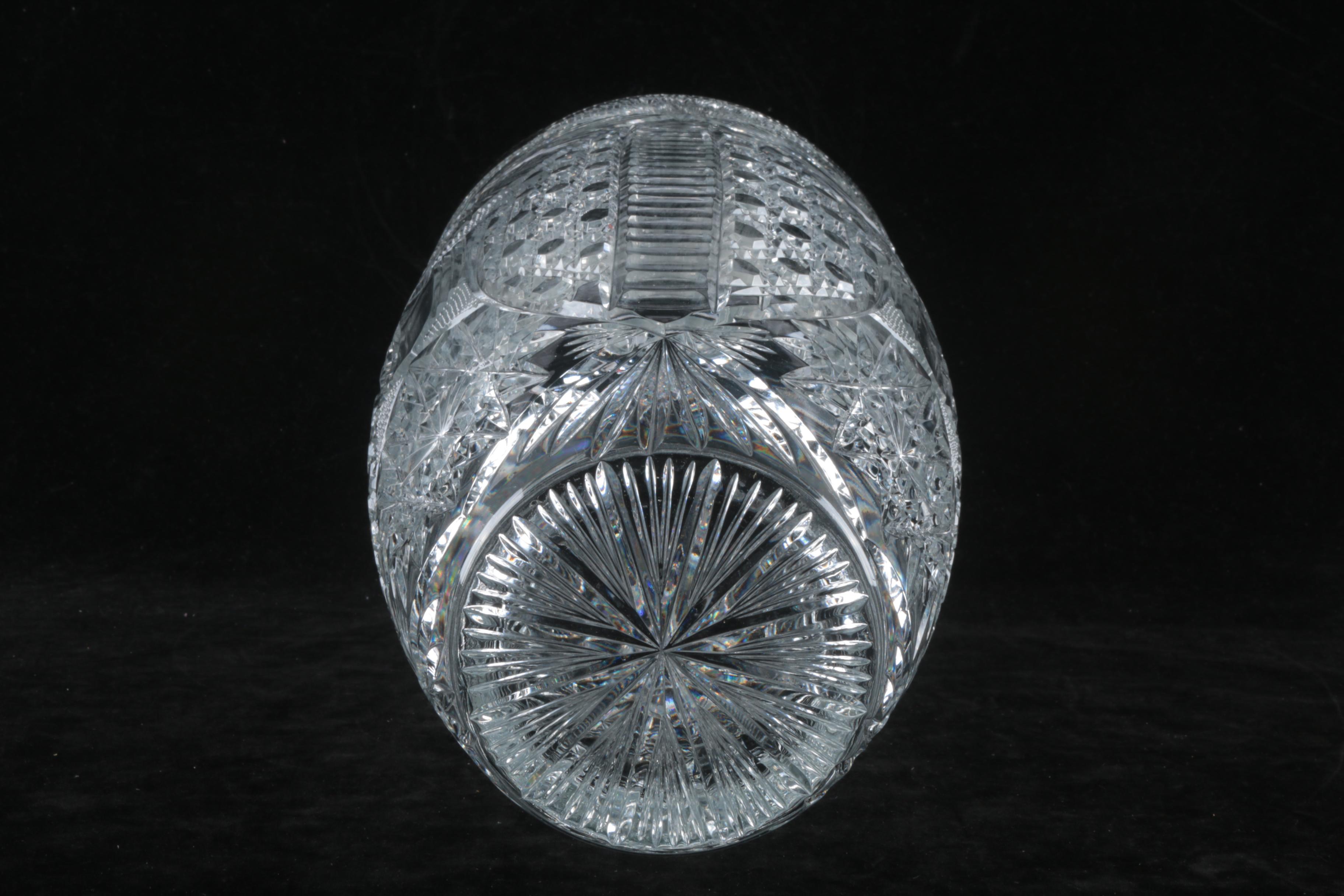 Large Pinwheel and Star Cut Crystal Vase