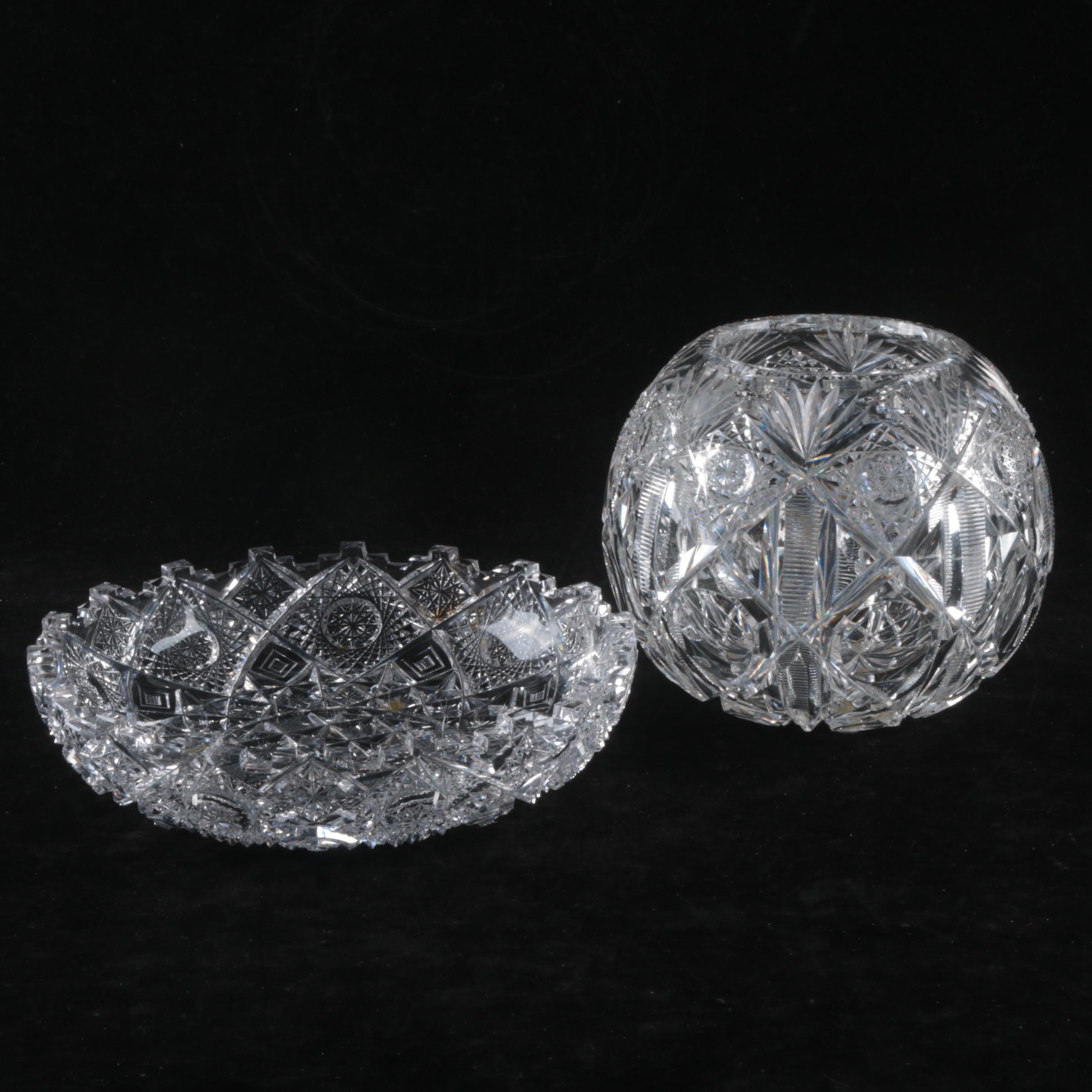 Crystal Rose Bowl with Dish
