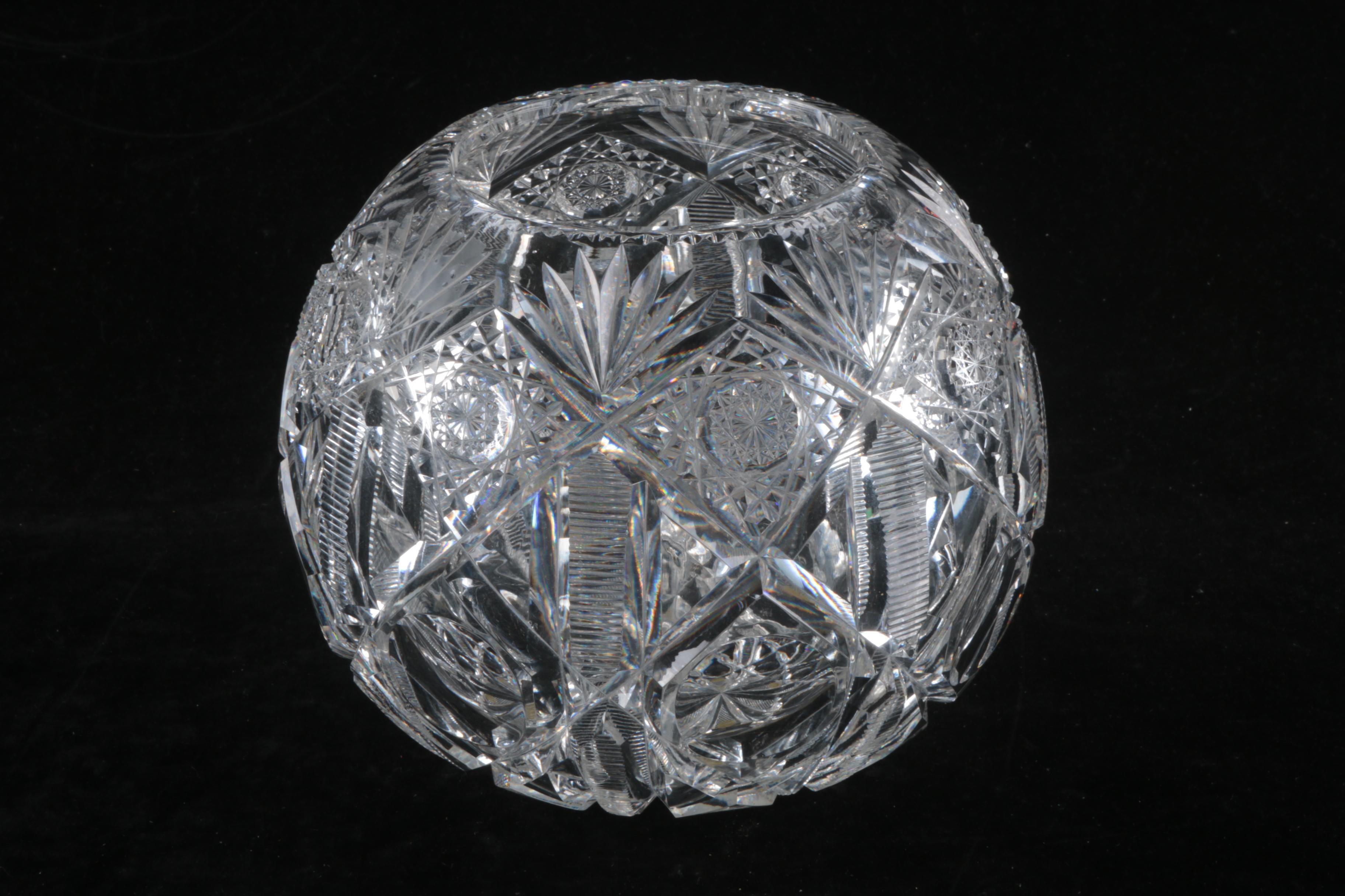 Crystal Rose Bowl with Dish