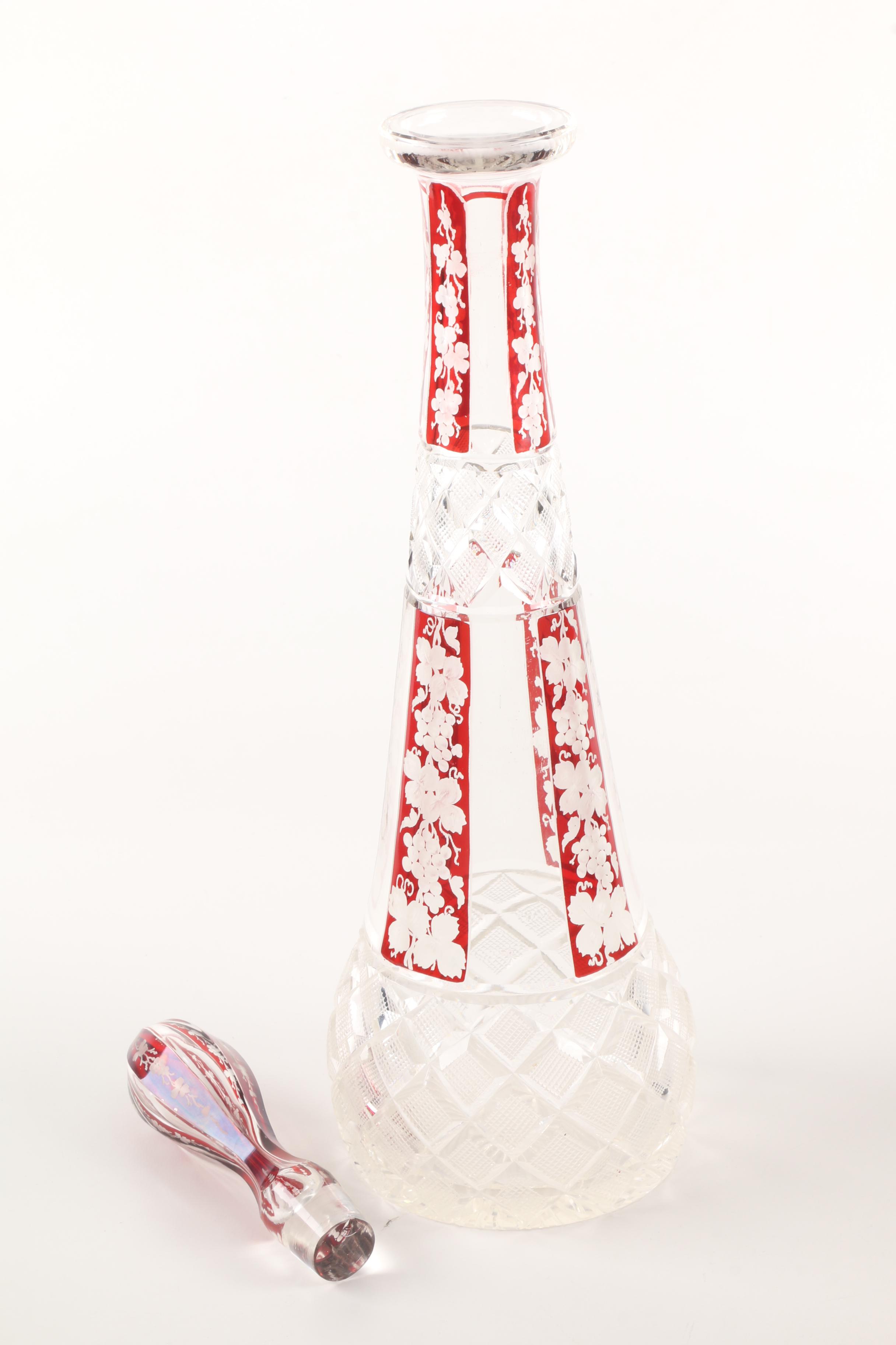 Bohemian Ruby Flashed Crystal Decanter