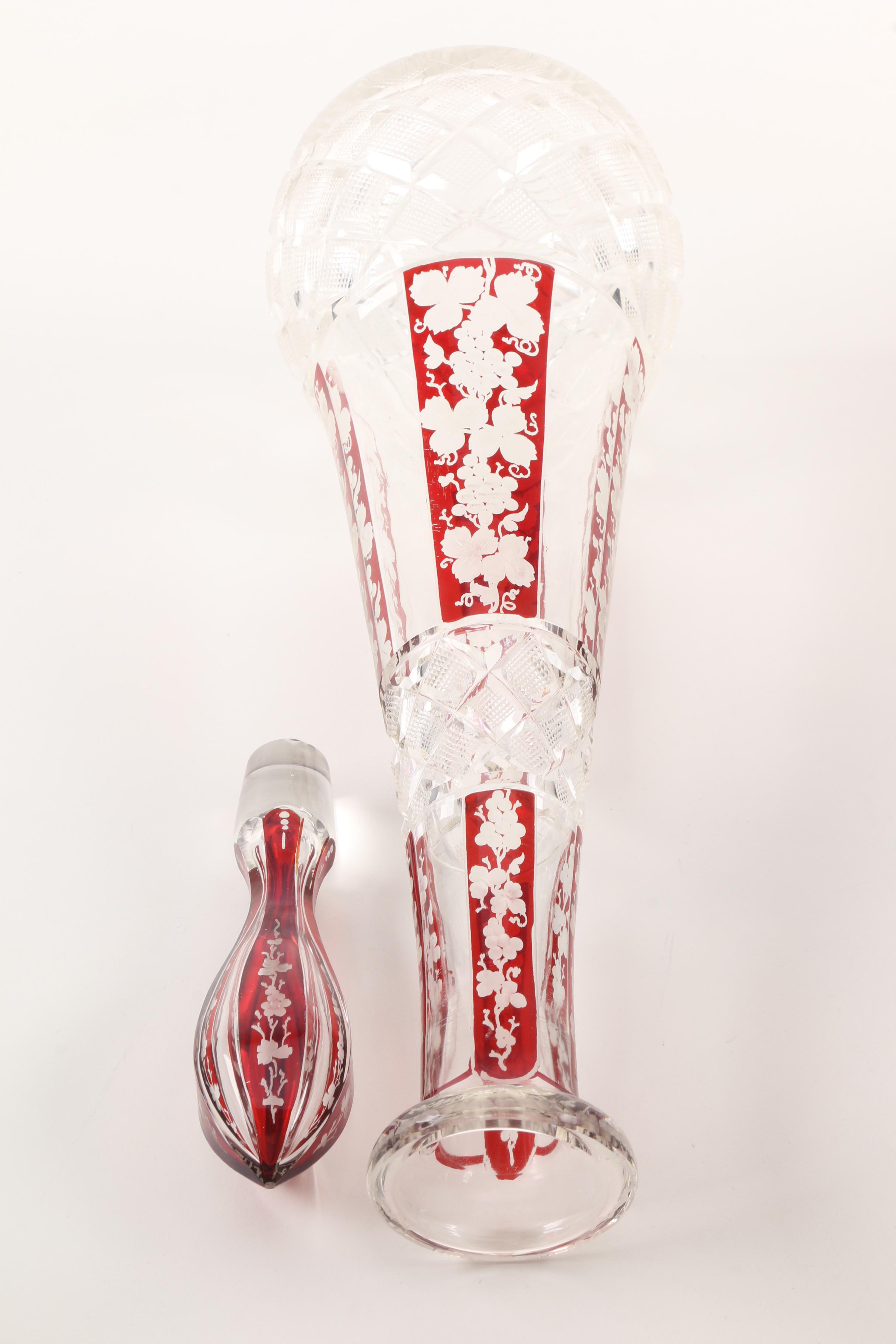Bohemian Ruby Flashed Crystal Decanter