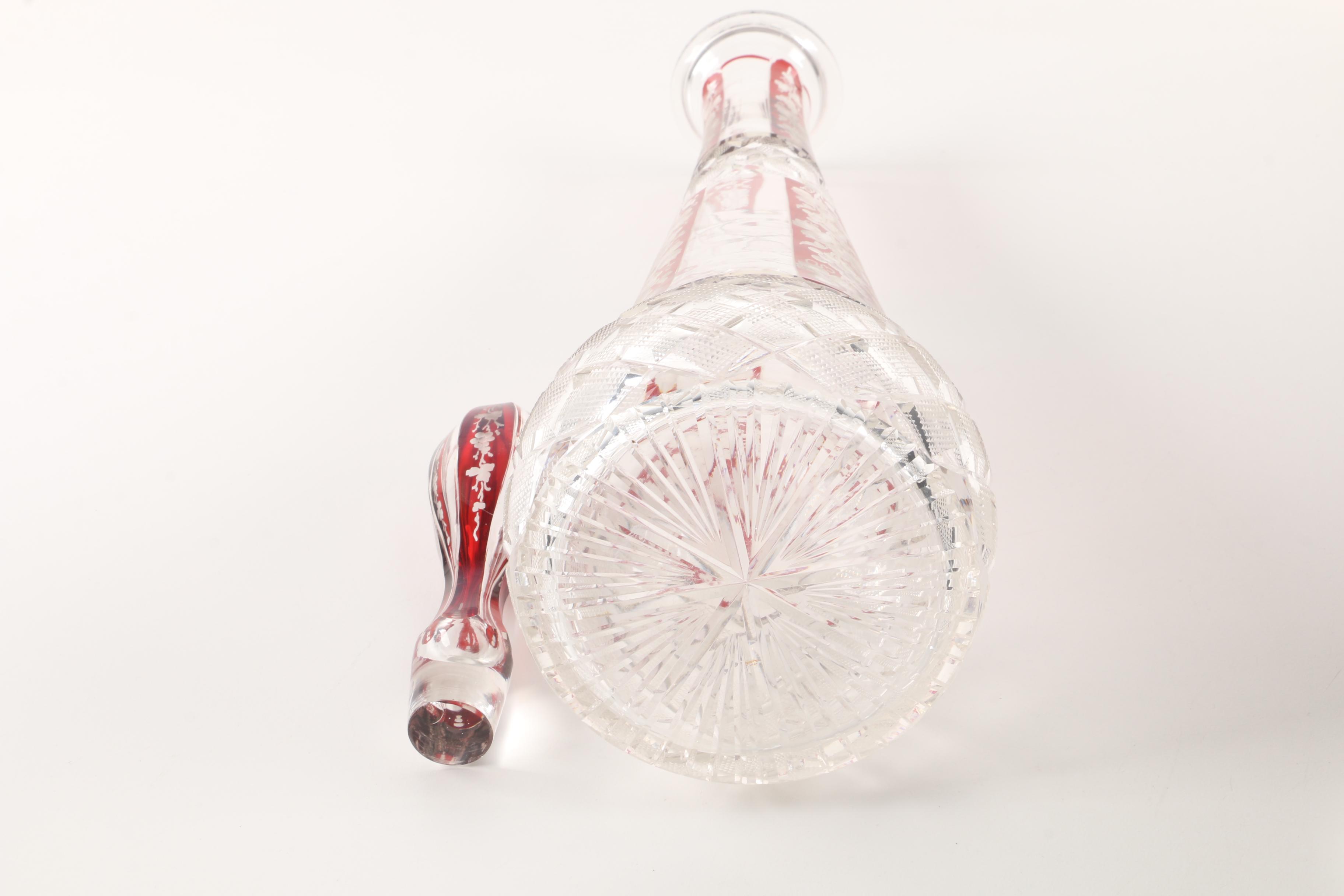 Bohemian Ruby Flashed Crystal Decanter