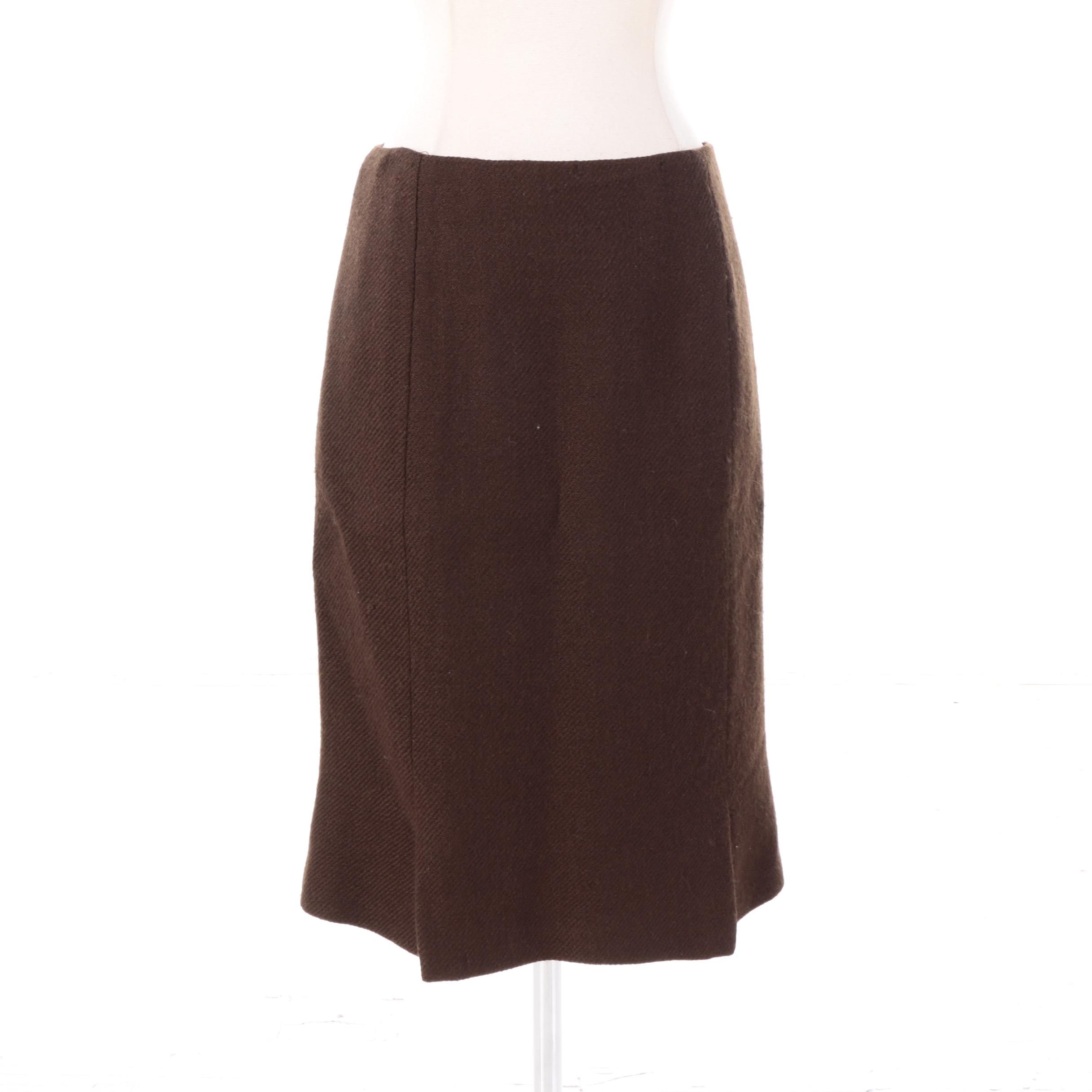 Prada Brown Wool Pencil Skirt