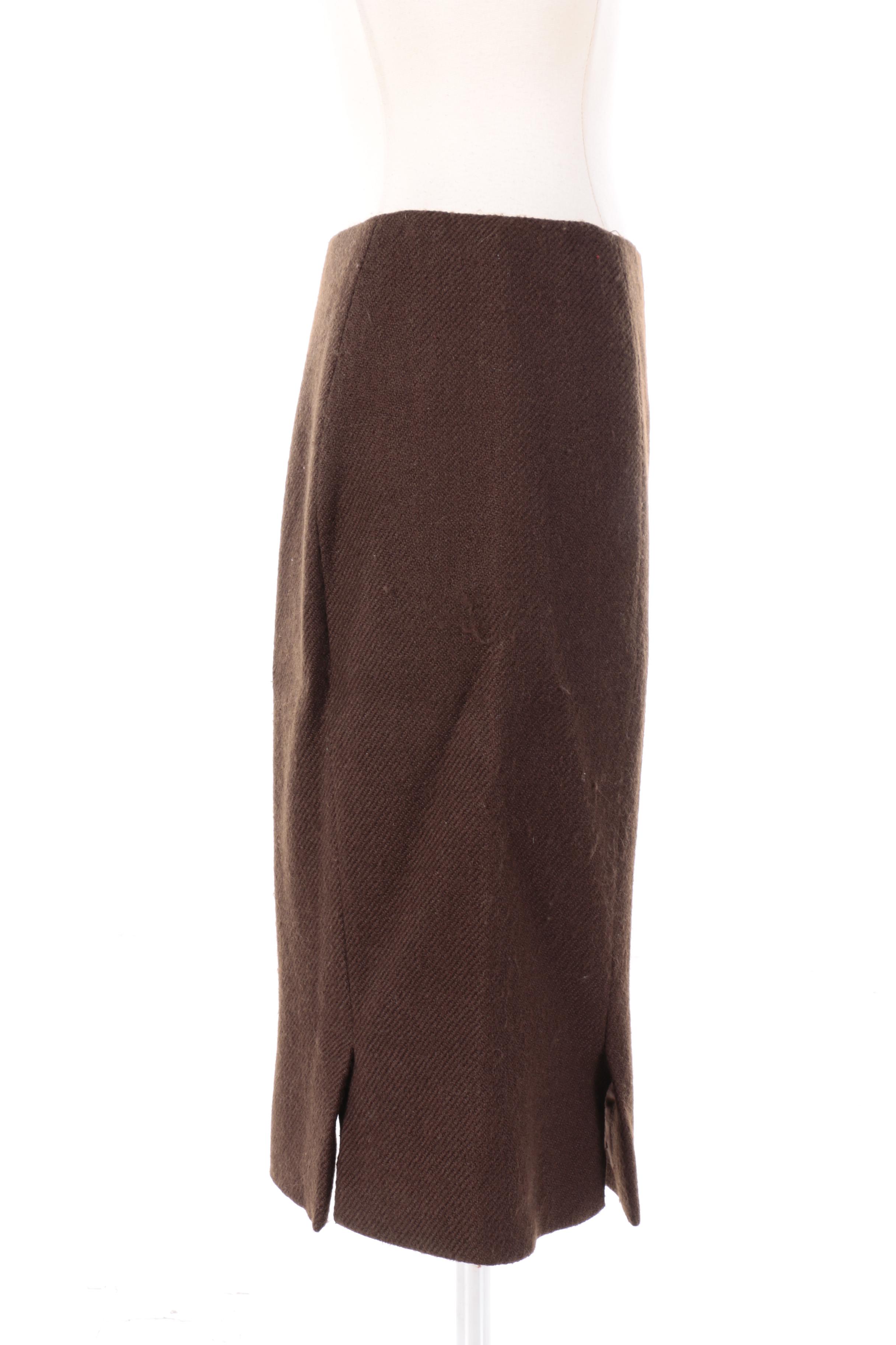 Prada Brown Wool Pencil Skirt