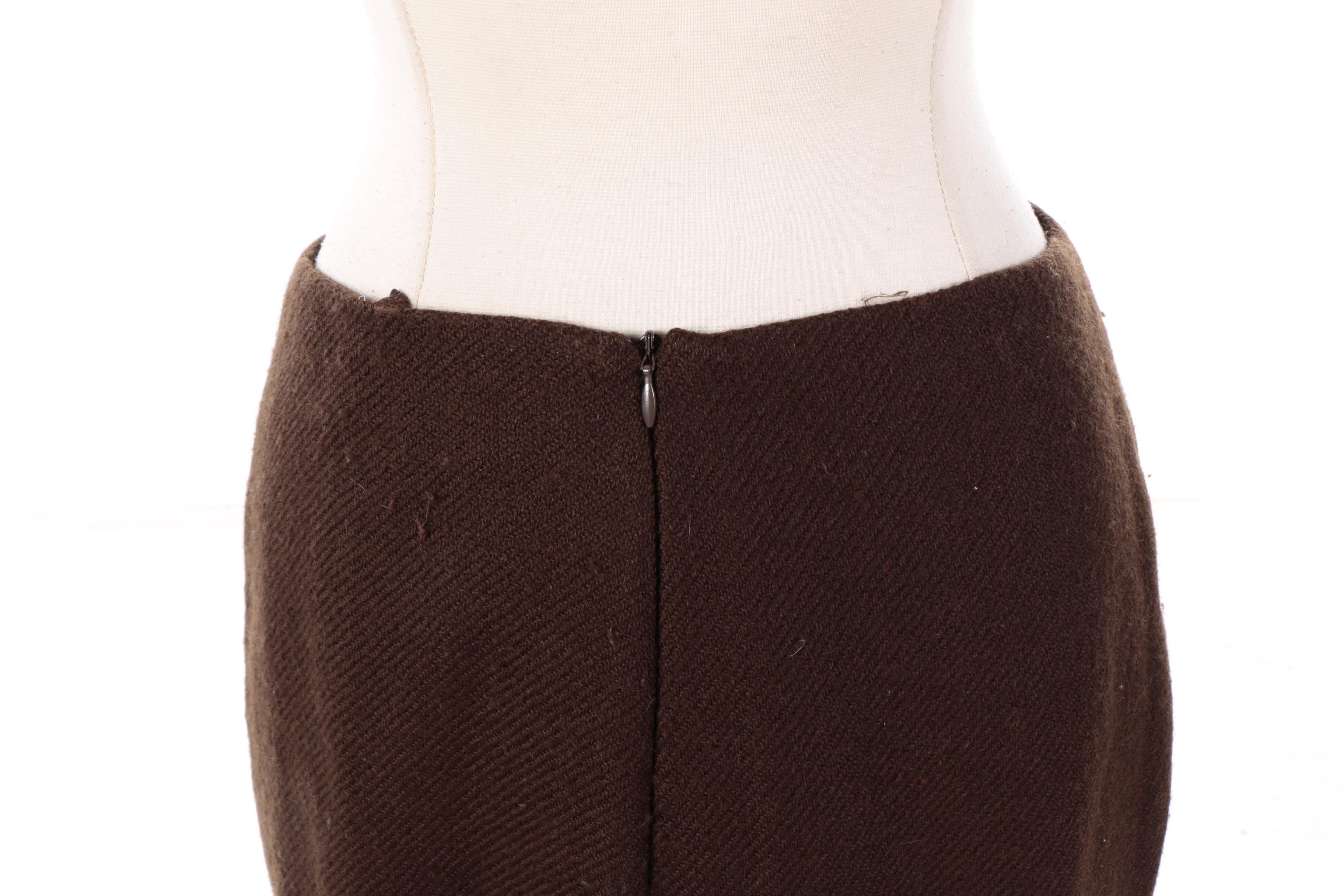 Prada Brown Wool Pencil Skirt