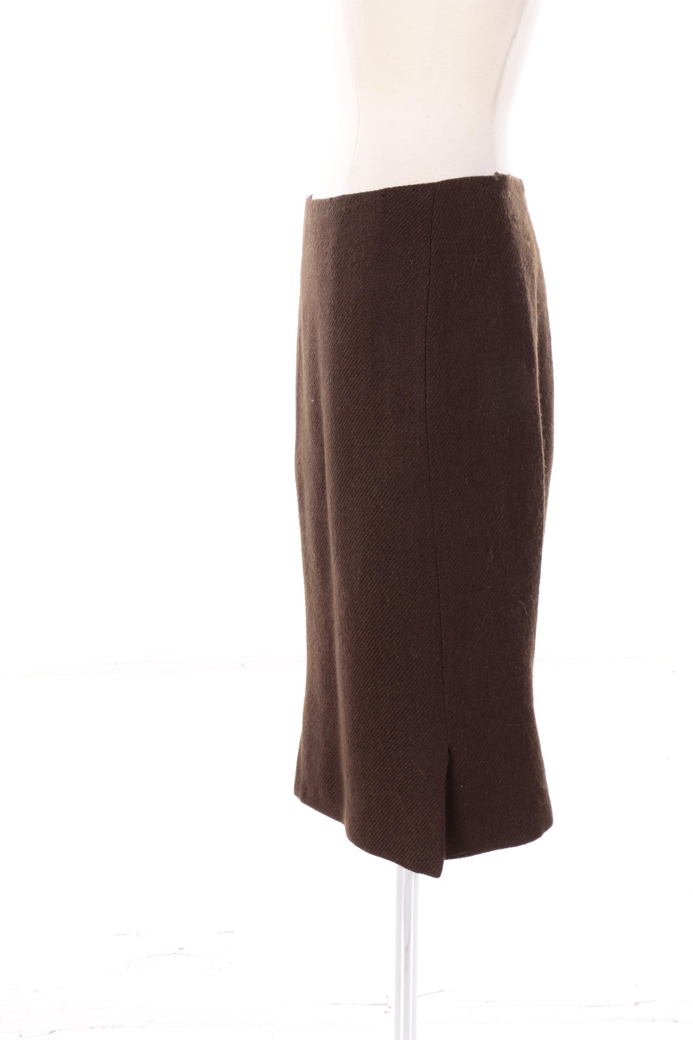 Prada Brown Wool Pencil Skirt