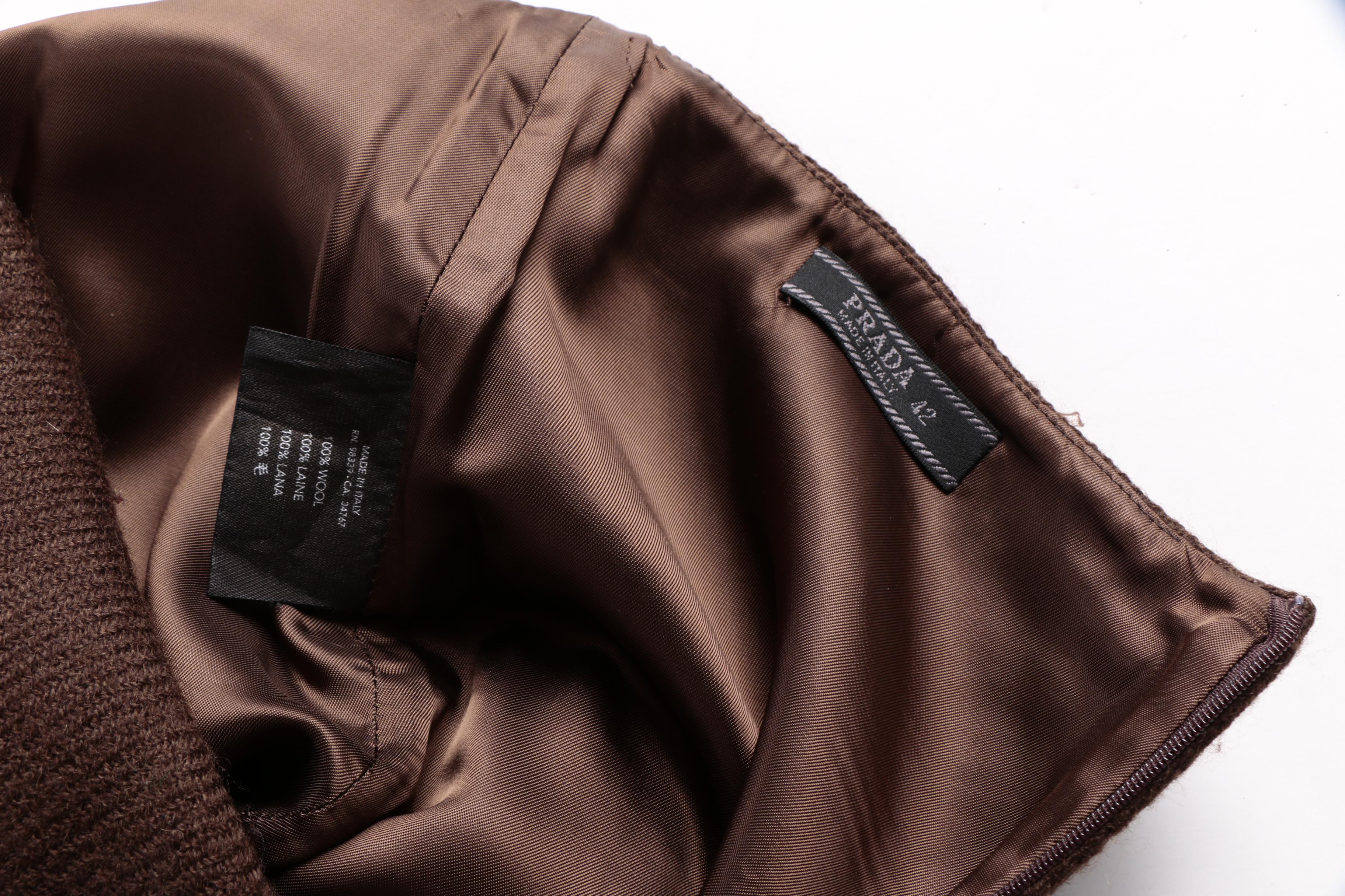 Prada Brown Wool Pencil Skirt