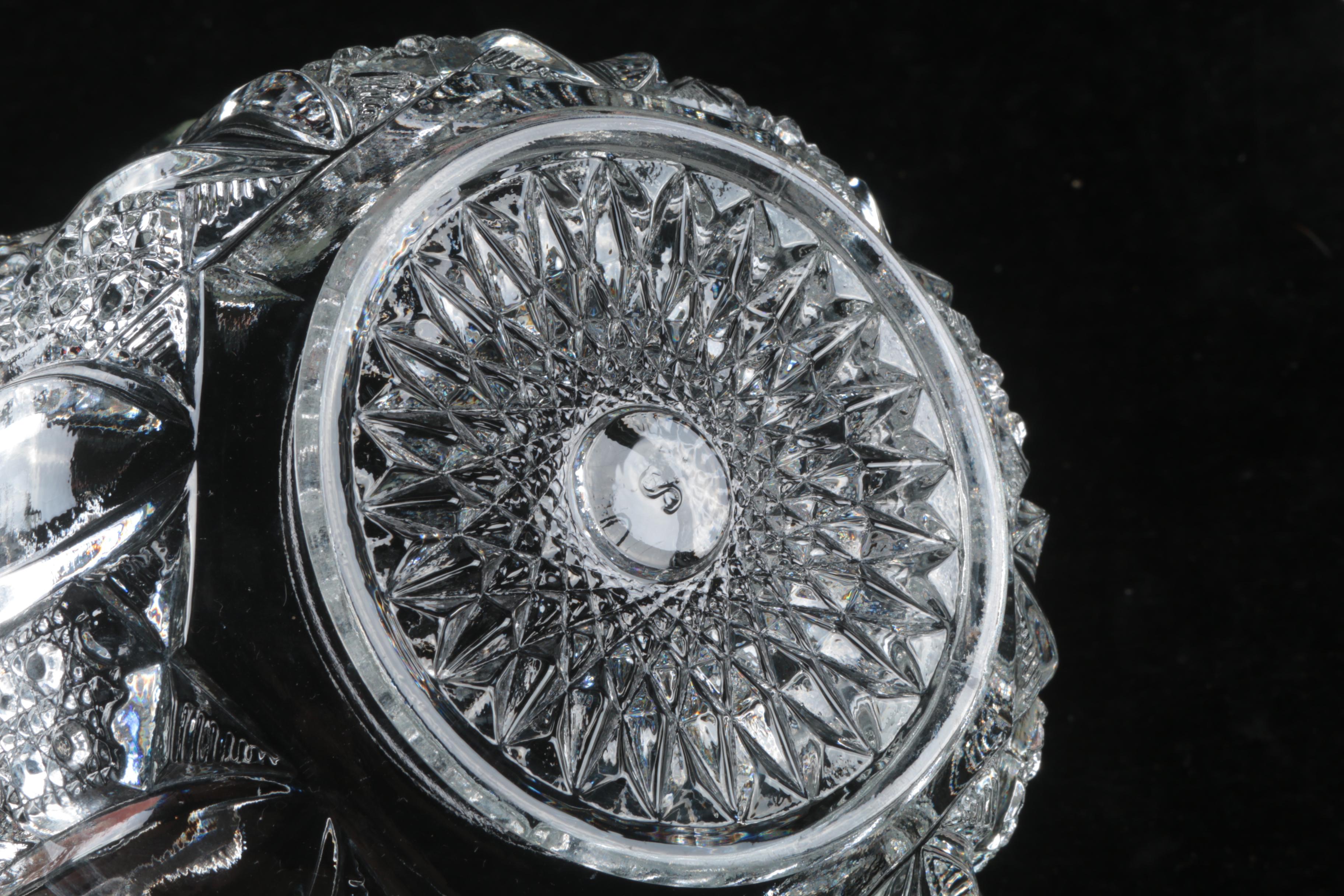 L.E. Smith Glass Basket with Crystal Candy Dish, Glass Jar, and Tidibit Tray