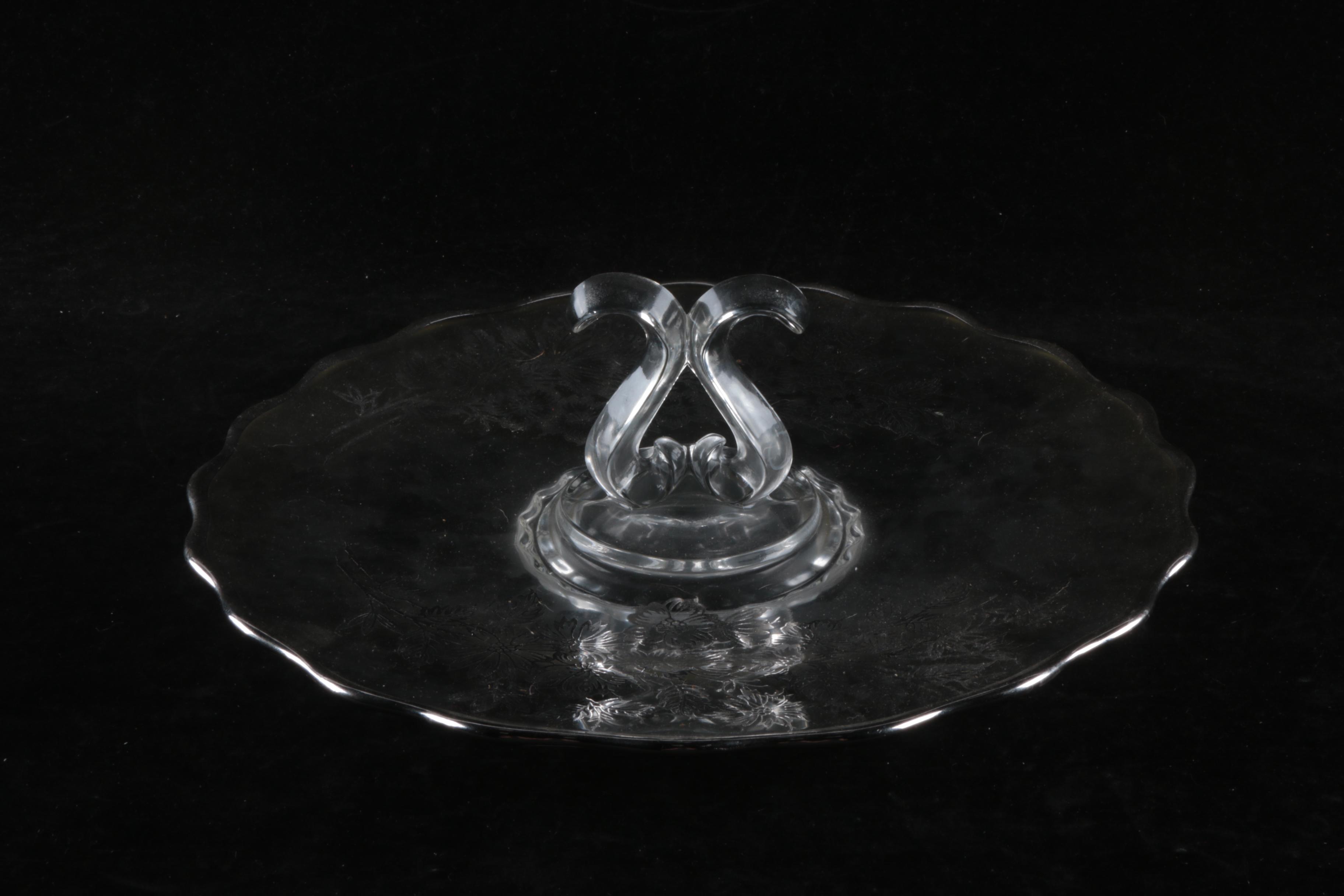 L.E. Smith Glass Basket with Crystal Candy Dish, Glass Jar, and Tidibit Tray