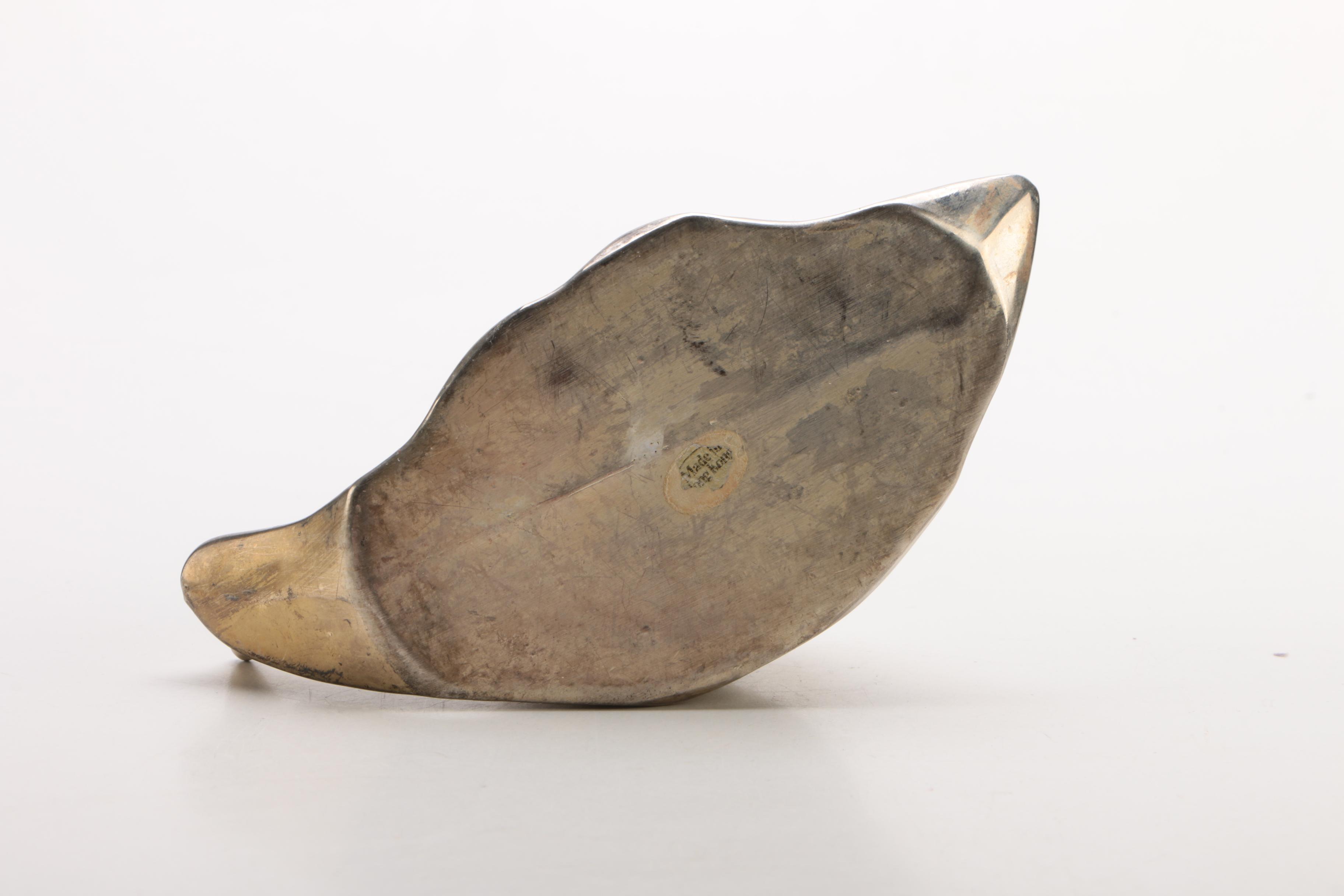 Wilton Armetale Tray, Pewter Figurines, and Silver Plate Snail Salt Cellar