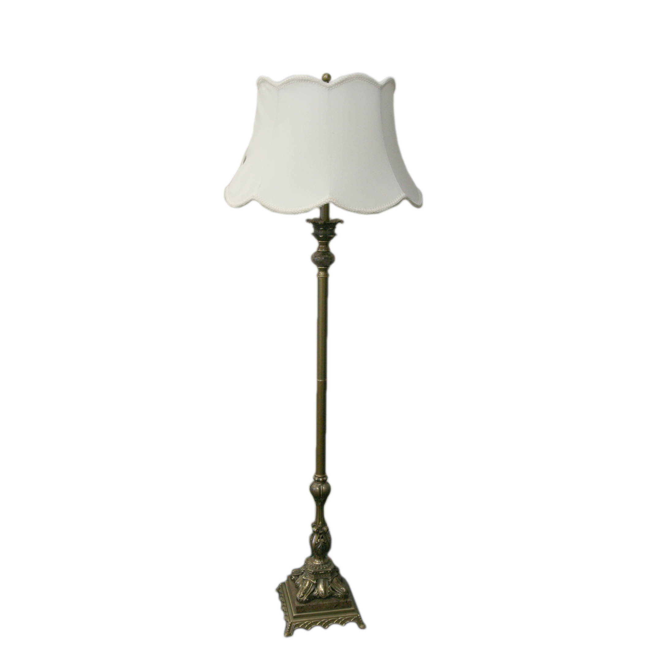 Edwardian Style Brass and Stone Floor Lamp