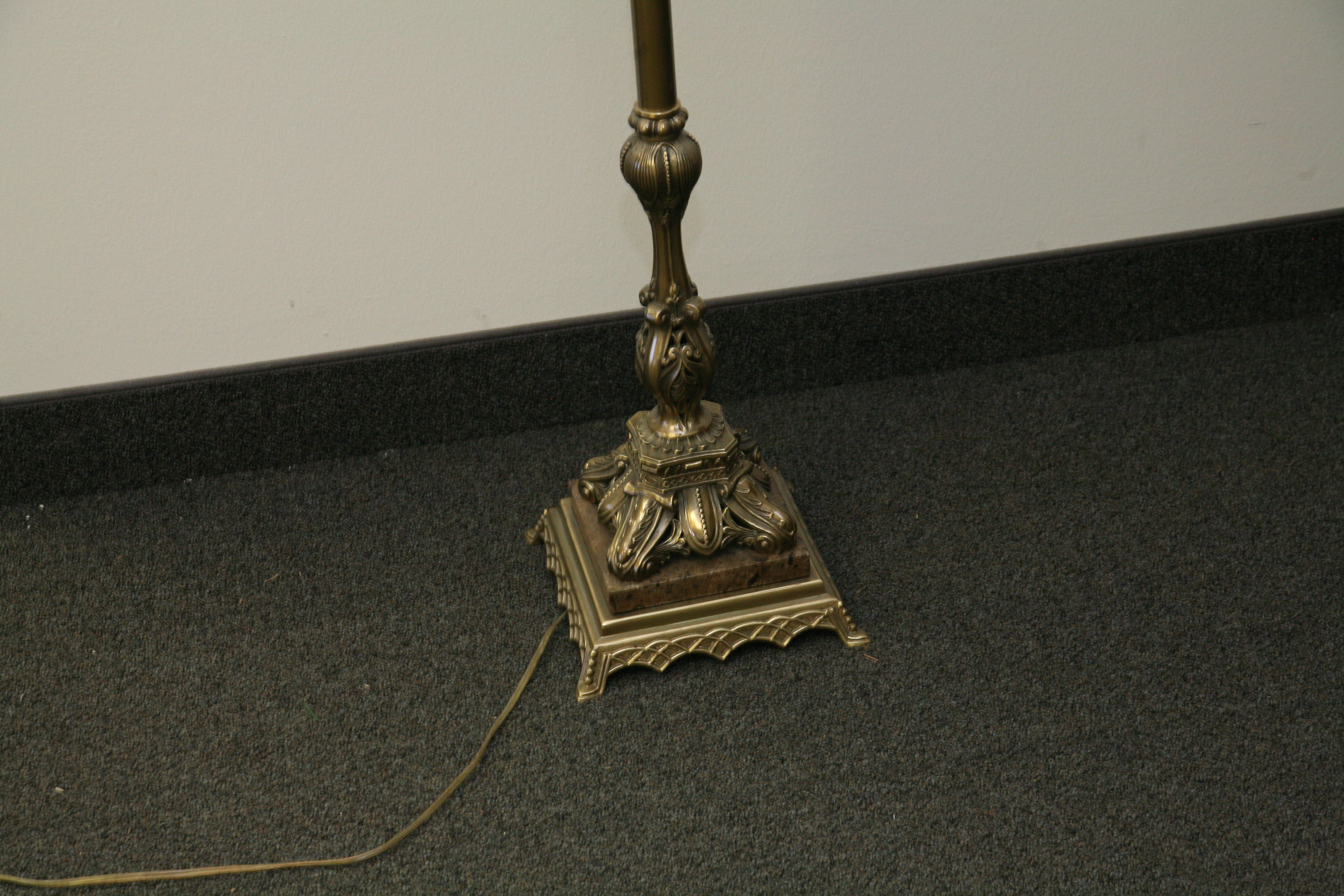 Edwardian Style Brass and Stone Floor Lamp