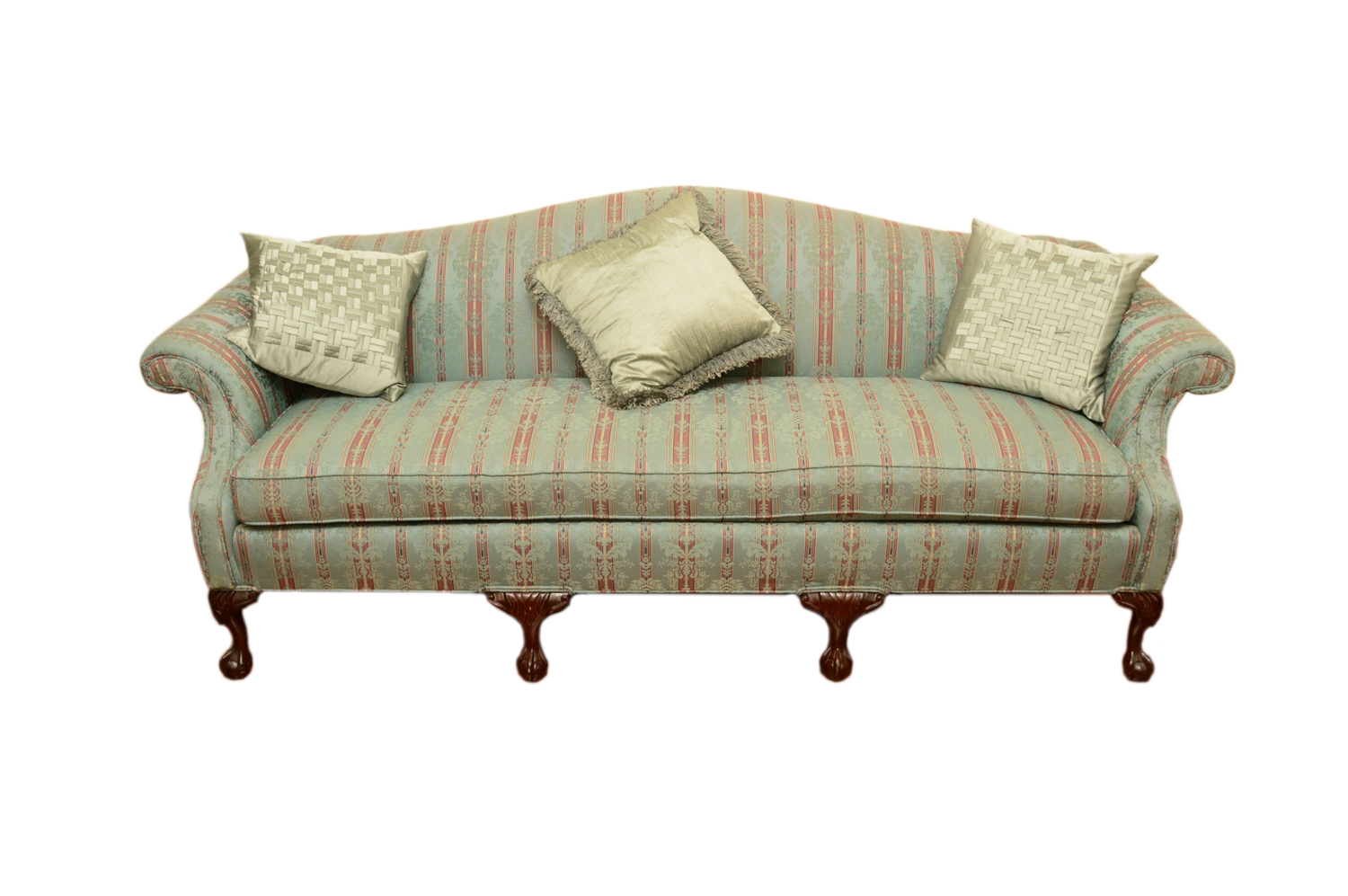 Vintage Chippendale Style Upholstered Sofa by Greene Brothers