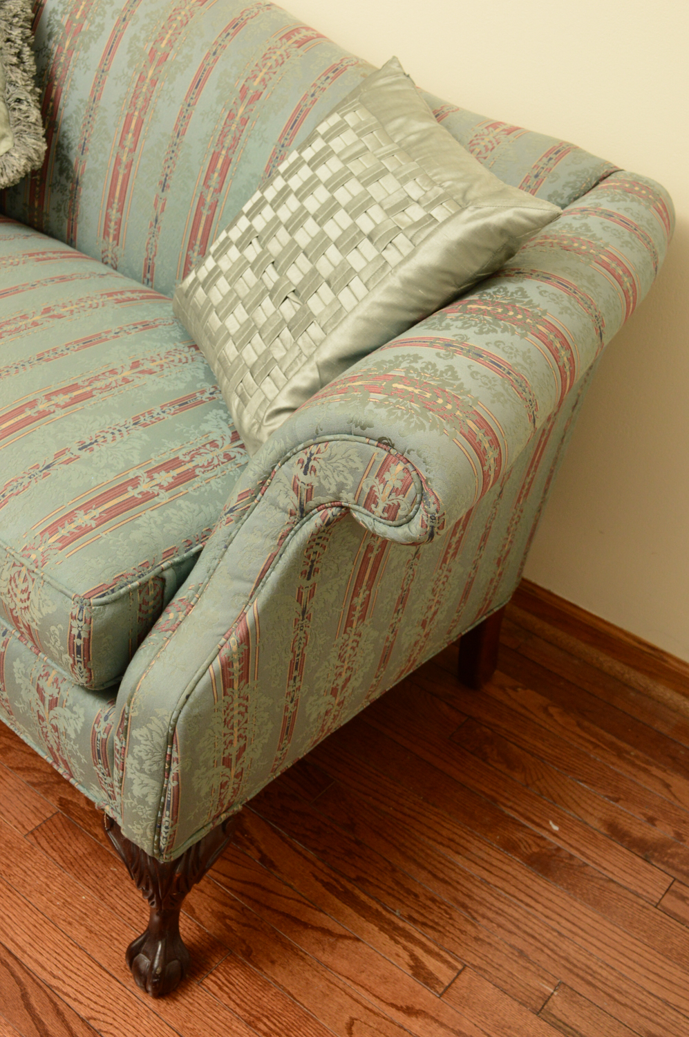 Vintage Chippendale Style Upholstered Sofa by Greene Brothers