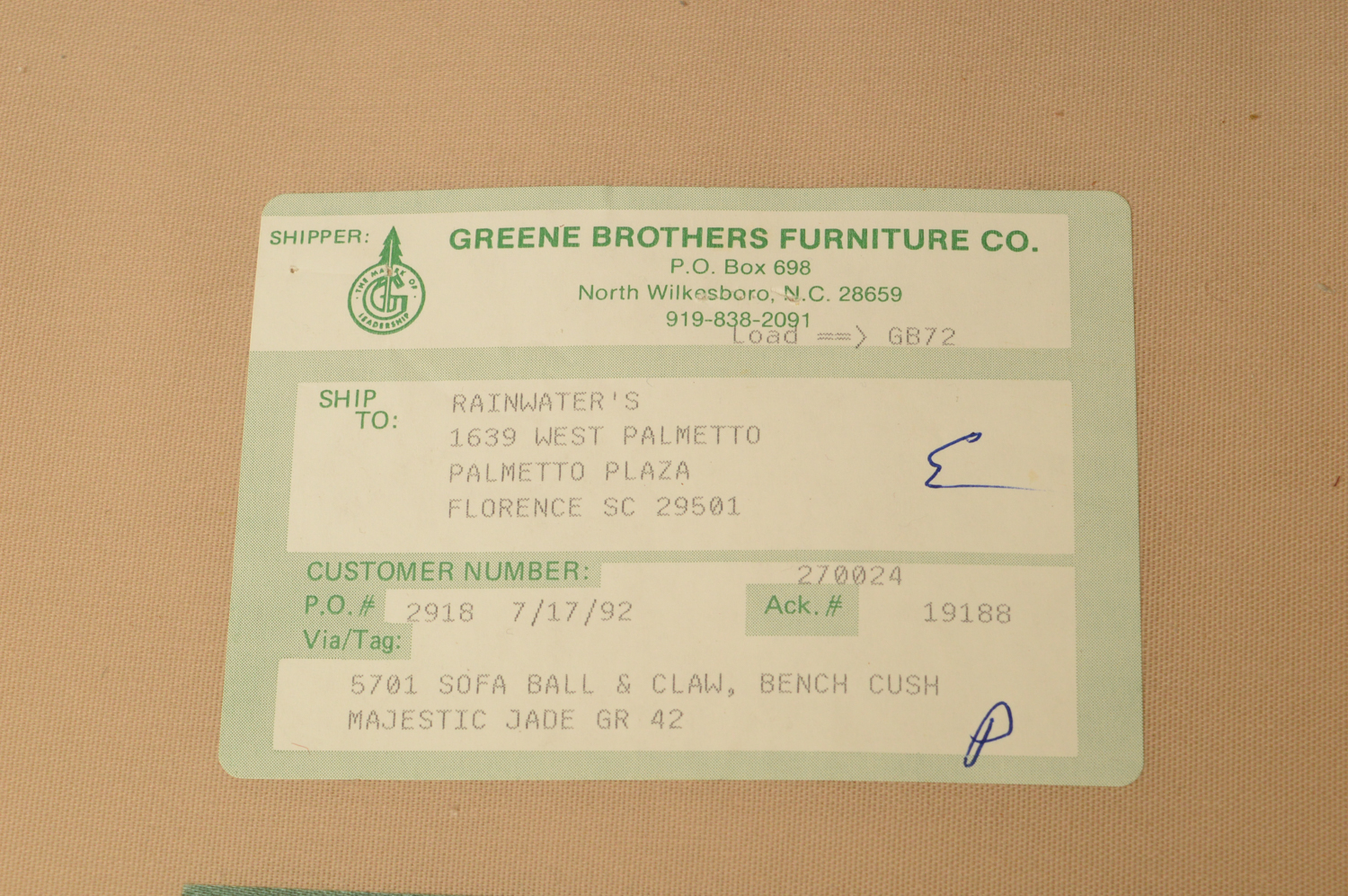 Vintage Chippendale Style Upholstered Sofa by Greene Brothers