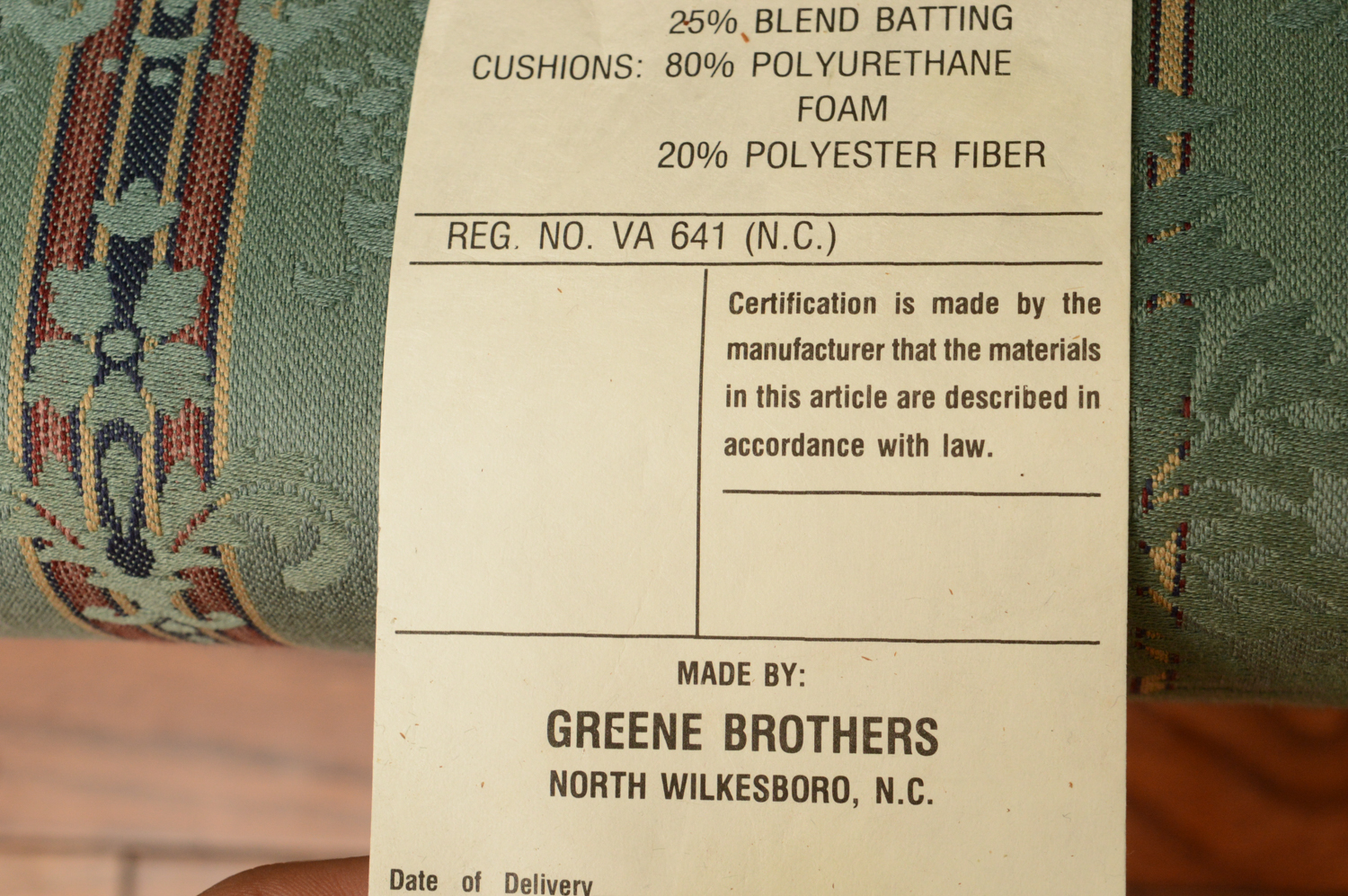 Vintage Chippendale Style Upholstered Sofa by Greene Brothers