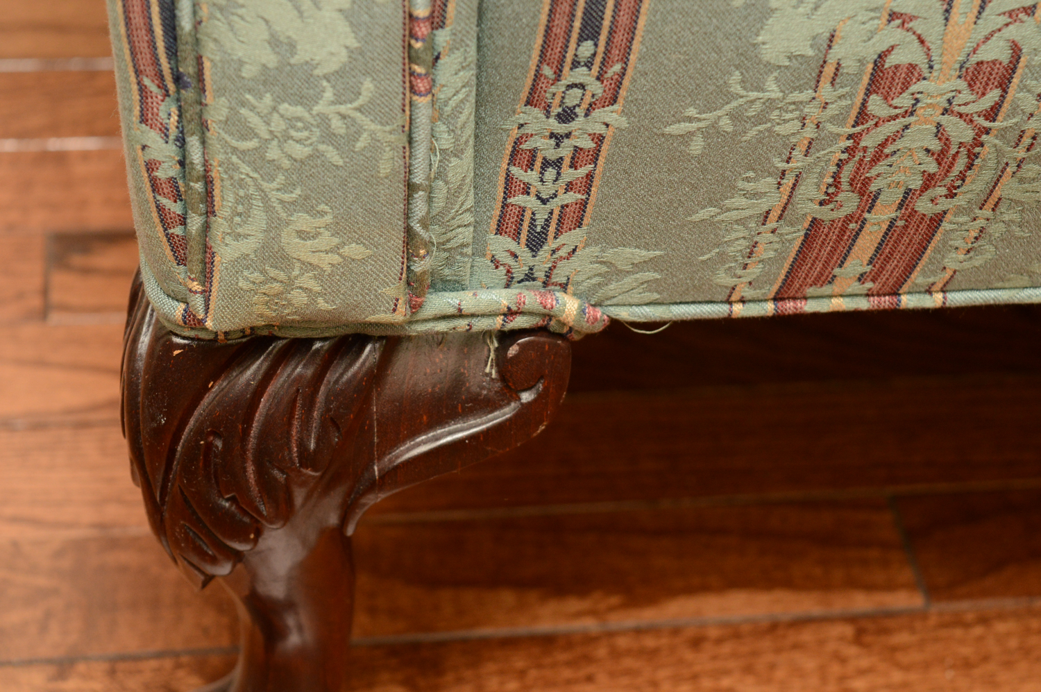 Vintage Chippendale Style Upholstered Sofa by Greene Brothers