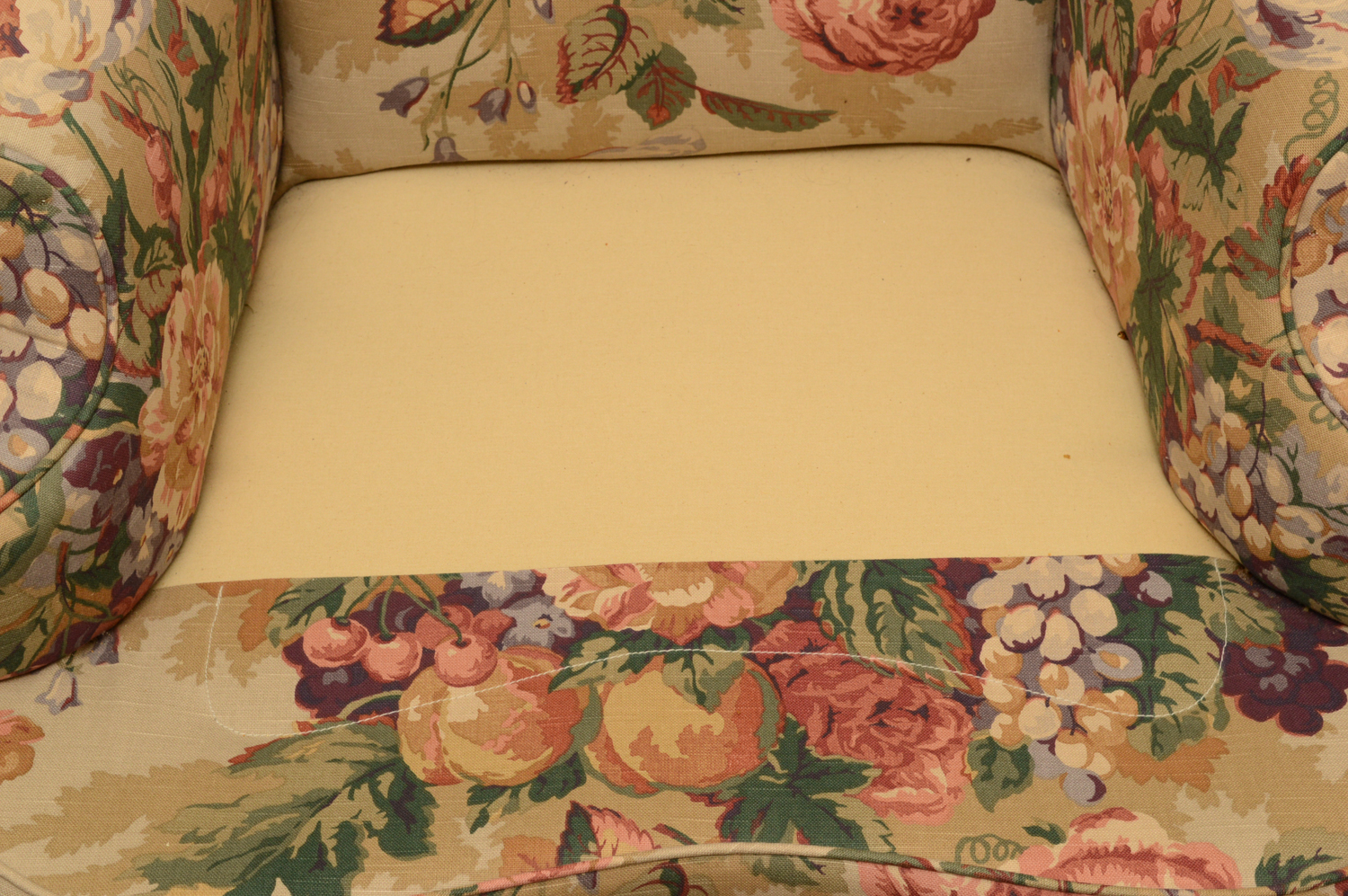 Vintage Queen Anne Style Floral Upholstered Wingback Chairs