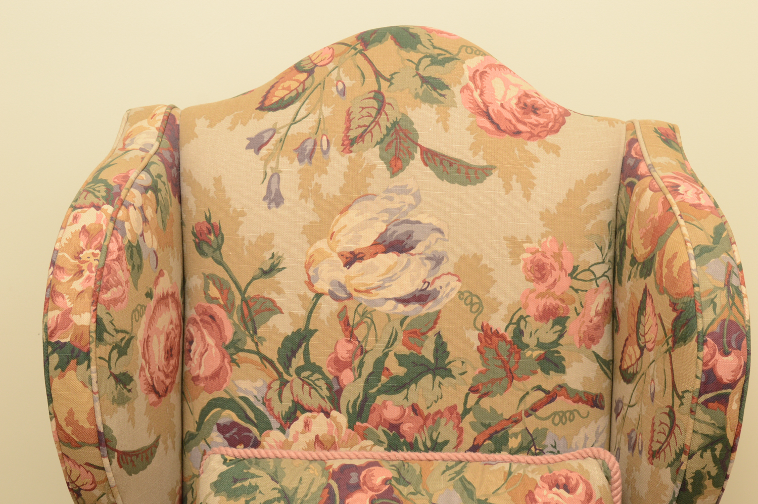 Vintage Queen Anne Style Floral Upholstered Wingback Chairs