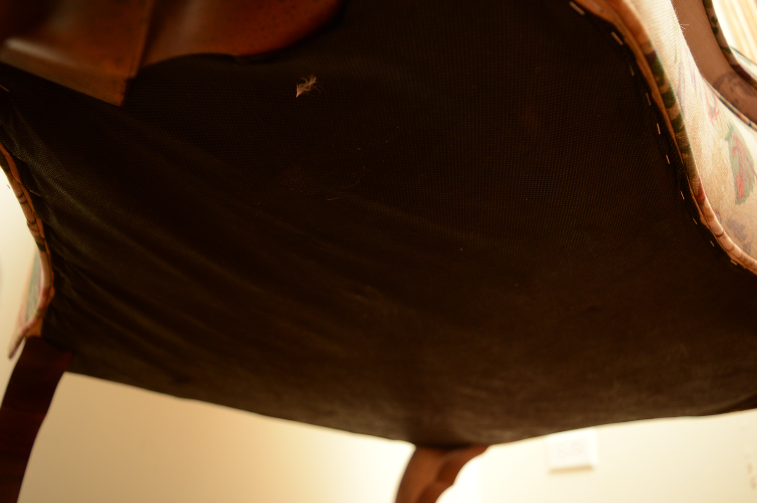 Vintage Queen Anne Style Floral Upholstered Wingback Chairs