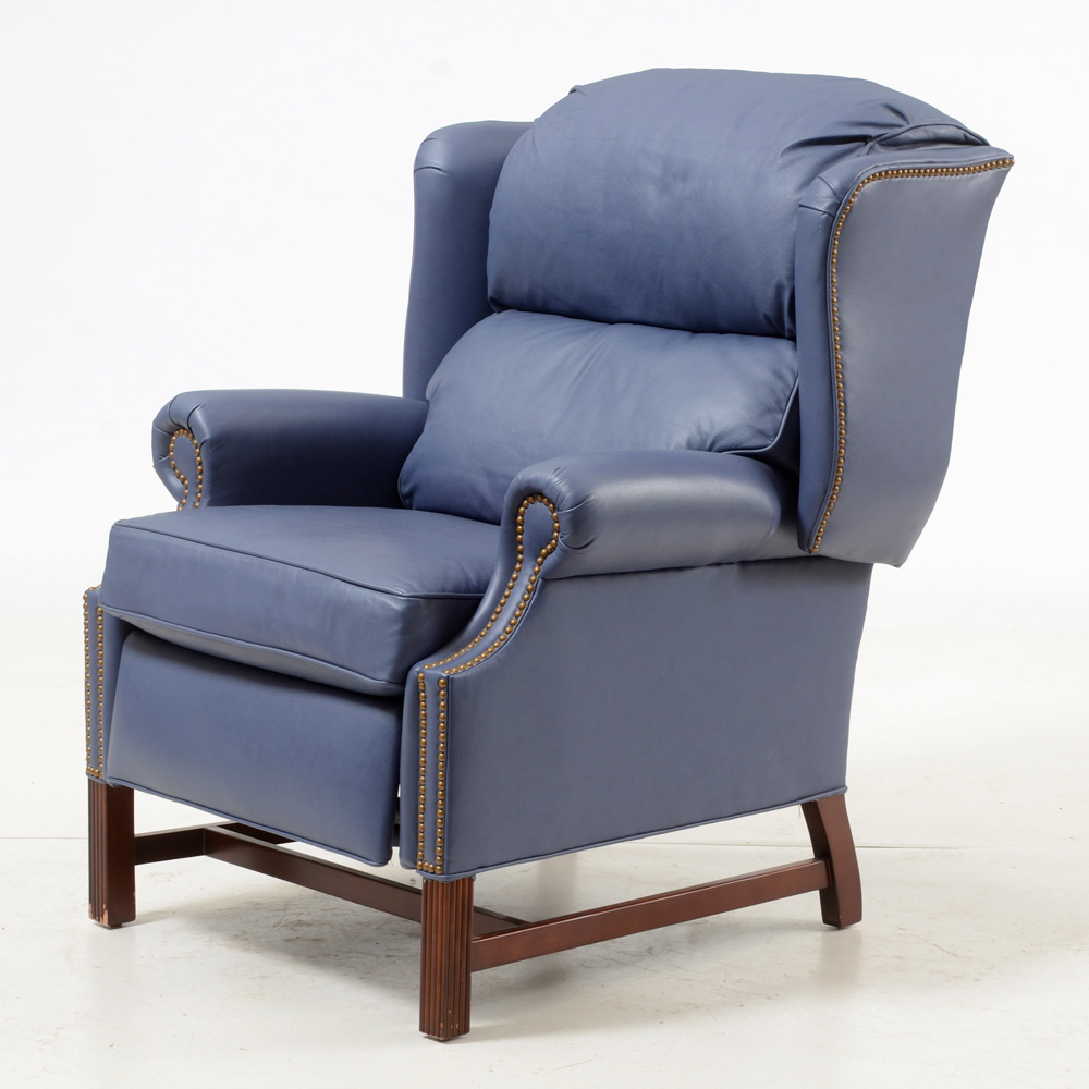 Thomasville Wing-Back Leather Recliner