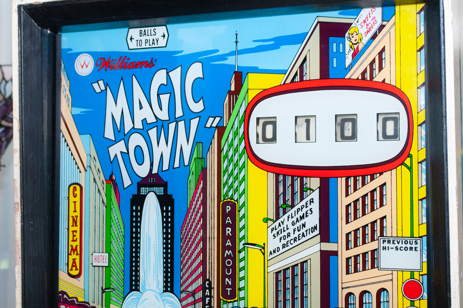 1967 Williams "Magic Town" Pinball Machine with Yellow Vinyl Chair