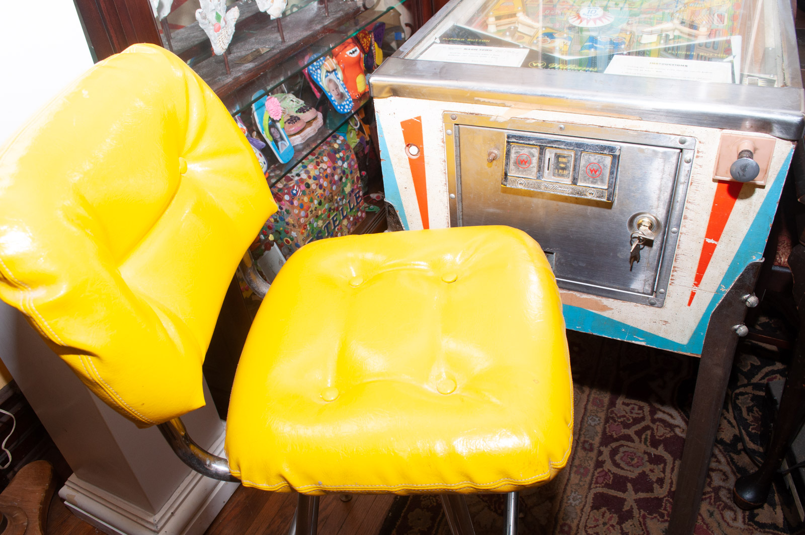 1967 Williams "Magic Town" Pinball Machine with Yellow Vinyl Chair