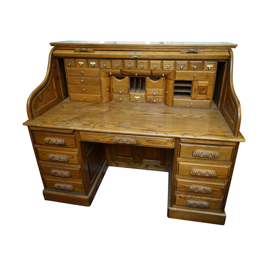 Vintage Oak Roll-Top Desk