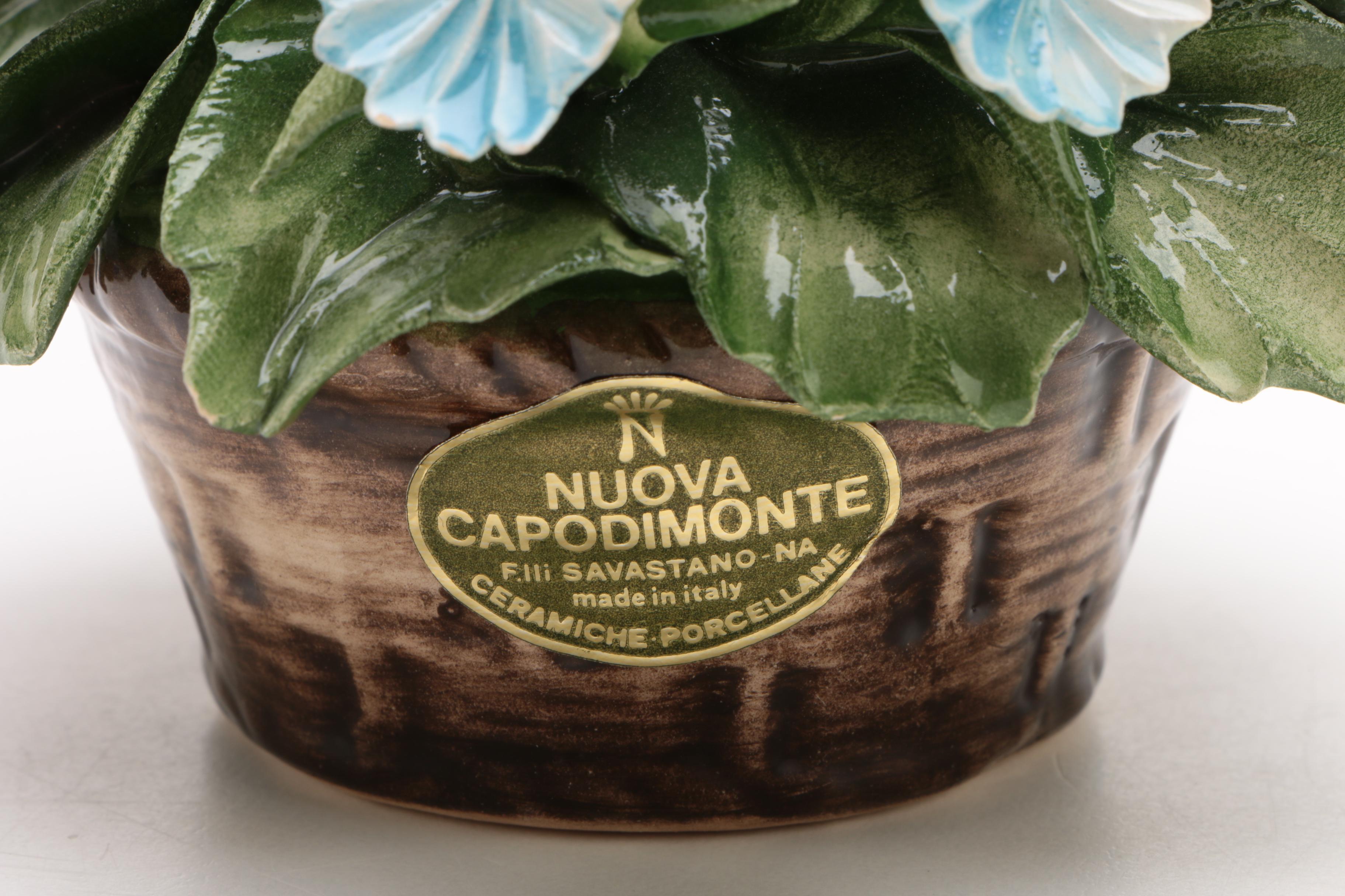 Nuova Capodimonte Ceramic Basket and Flowers