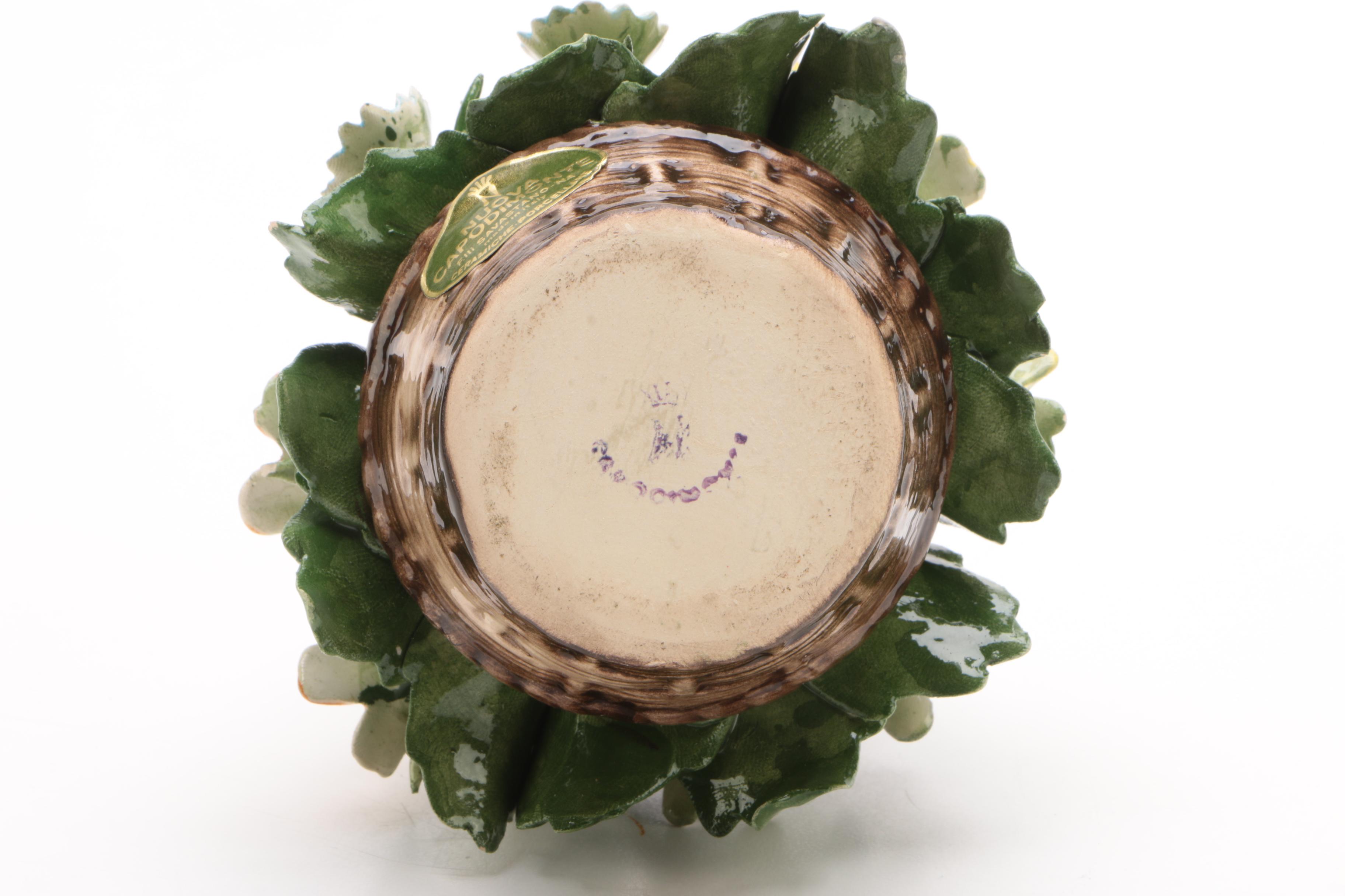 Nuova Capodimonte Ceramic Basket and Flowers