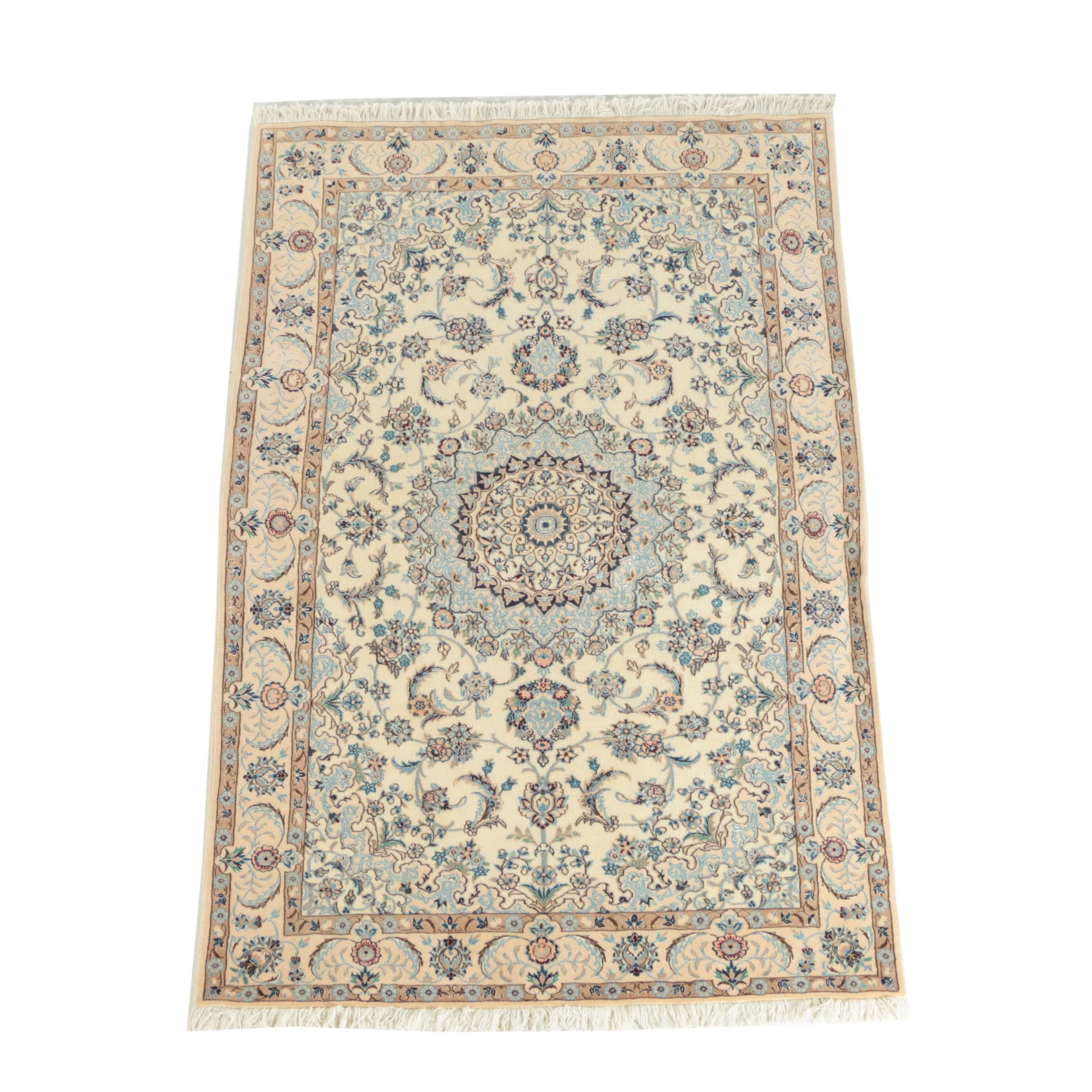 Hand-Knotted Persian Nain Wool Area Rug