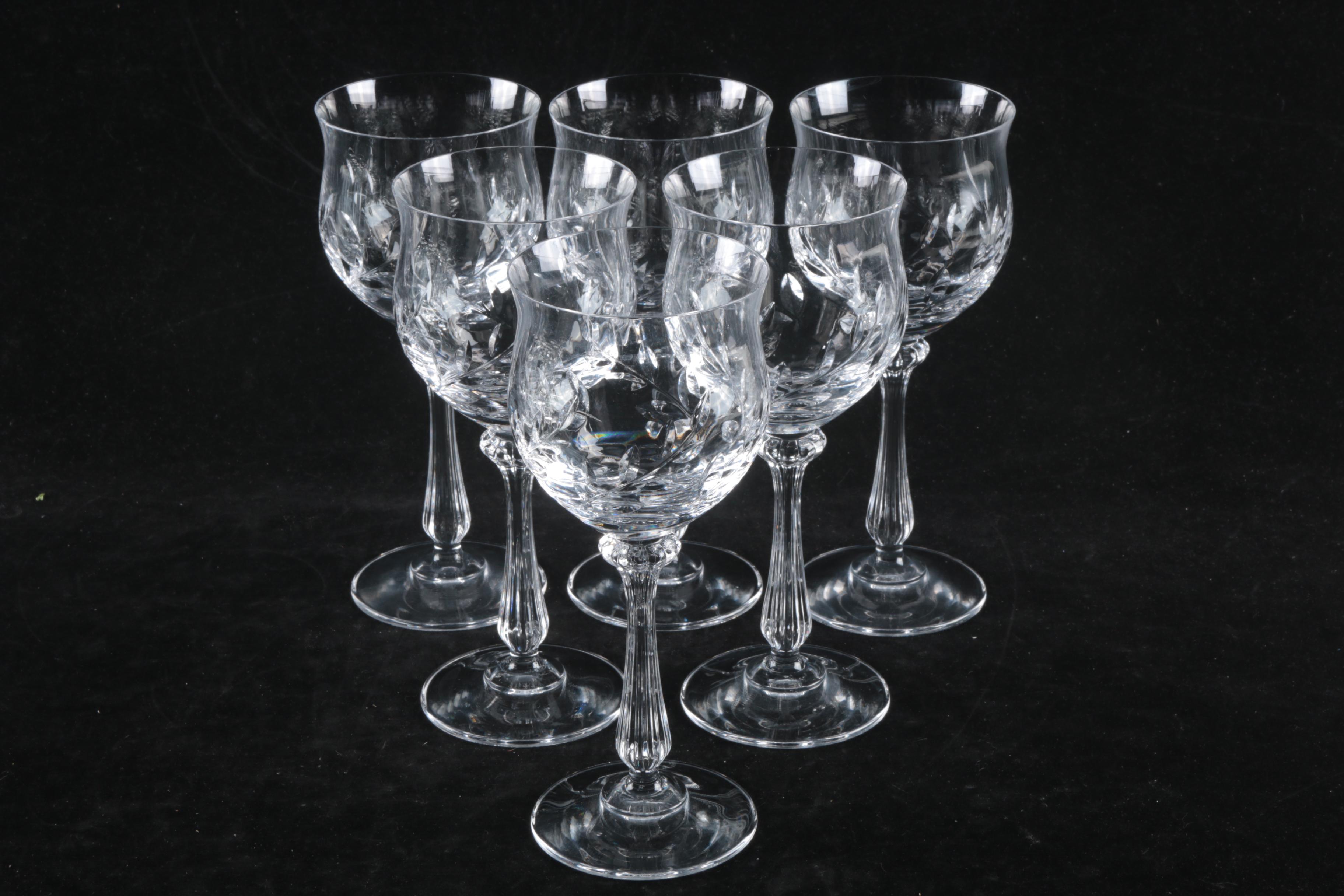 Glass Stemware Including Floral and Foliate Motifs