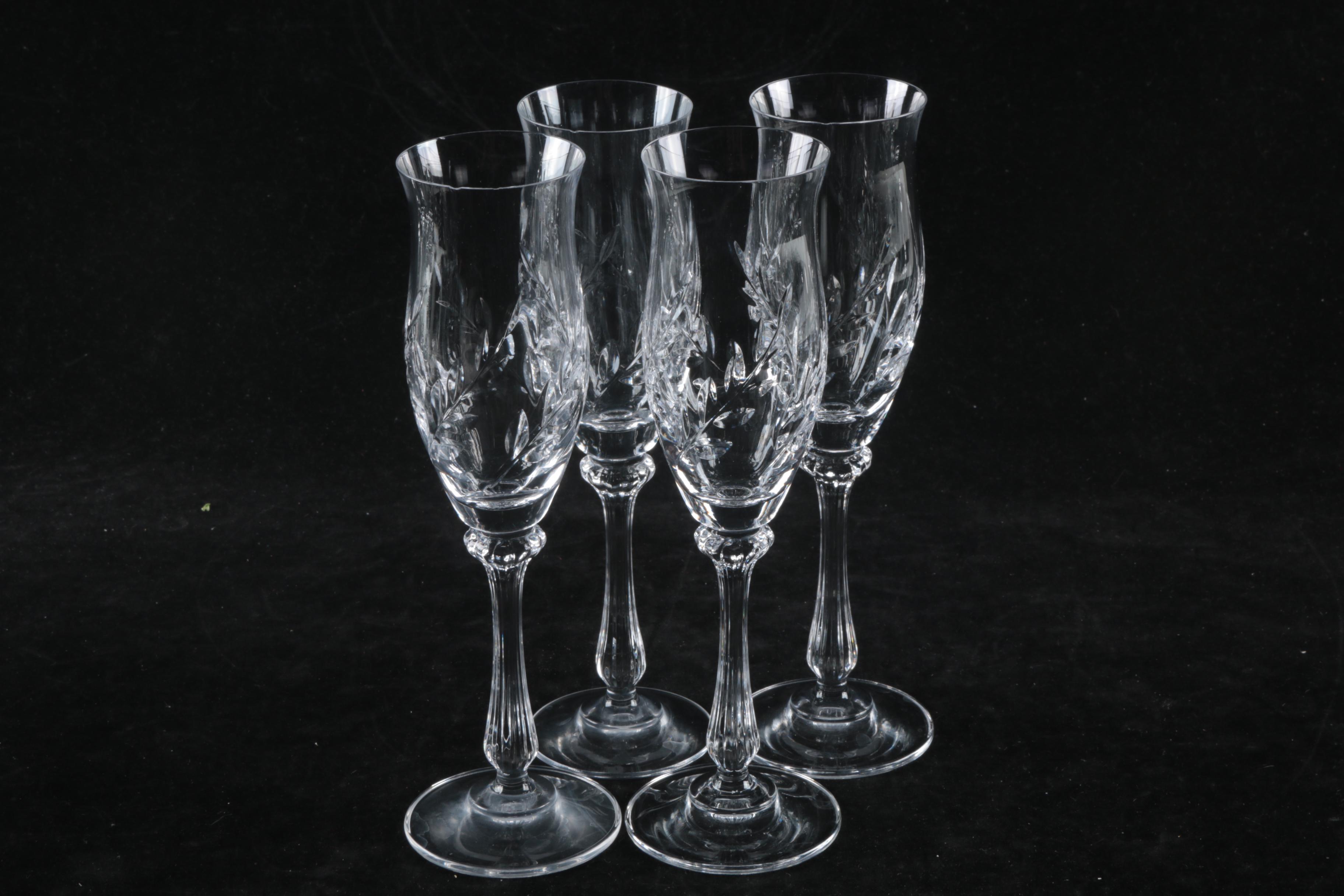 Glass Stemware Including Floral and Foliate Motifs