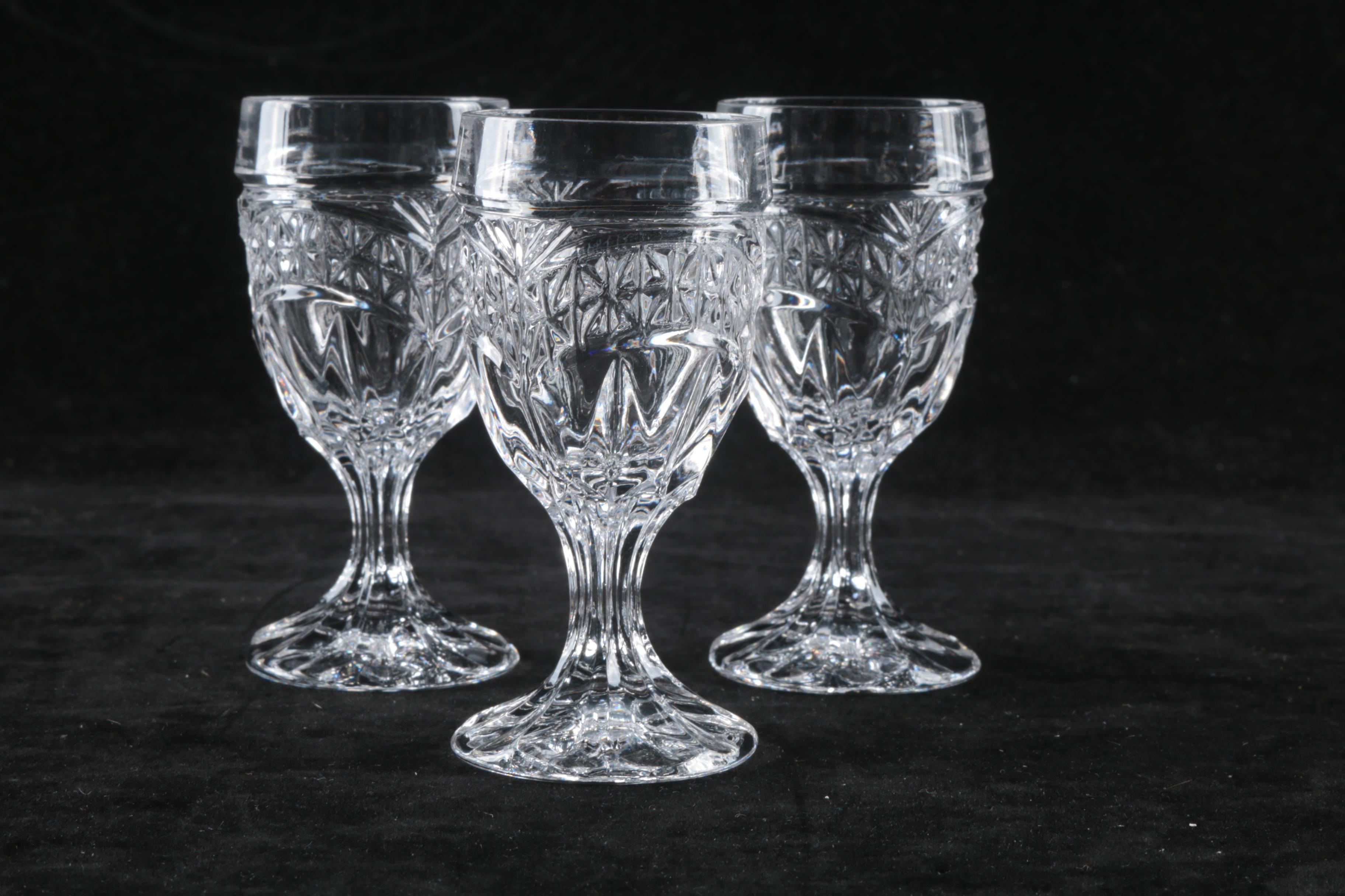 Glass Stemware Including Floral and Foliate Motifs