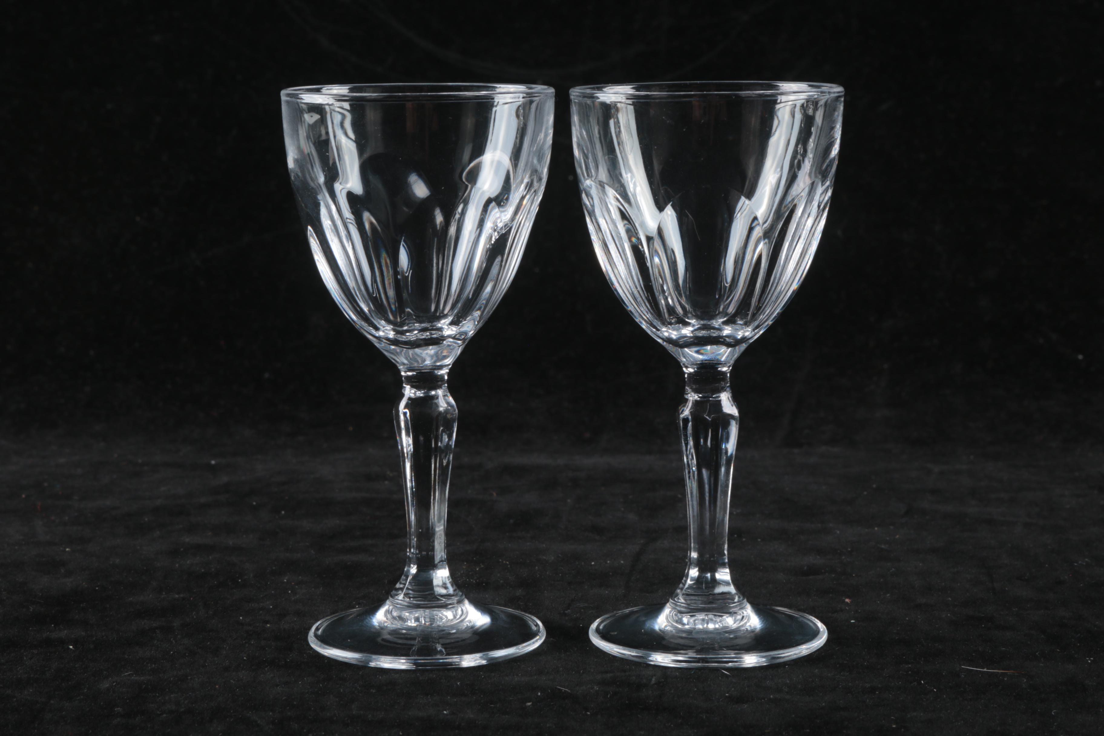 Glass Stemware Including Floral and Foliate Motifs