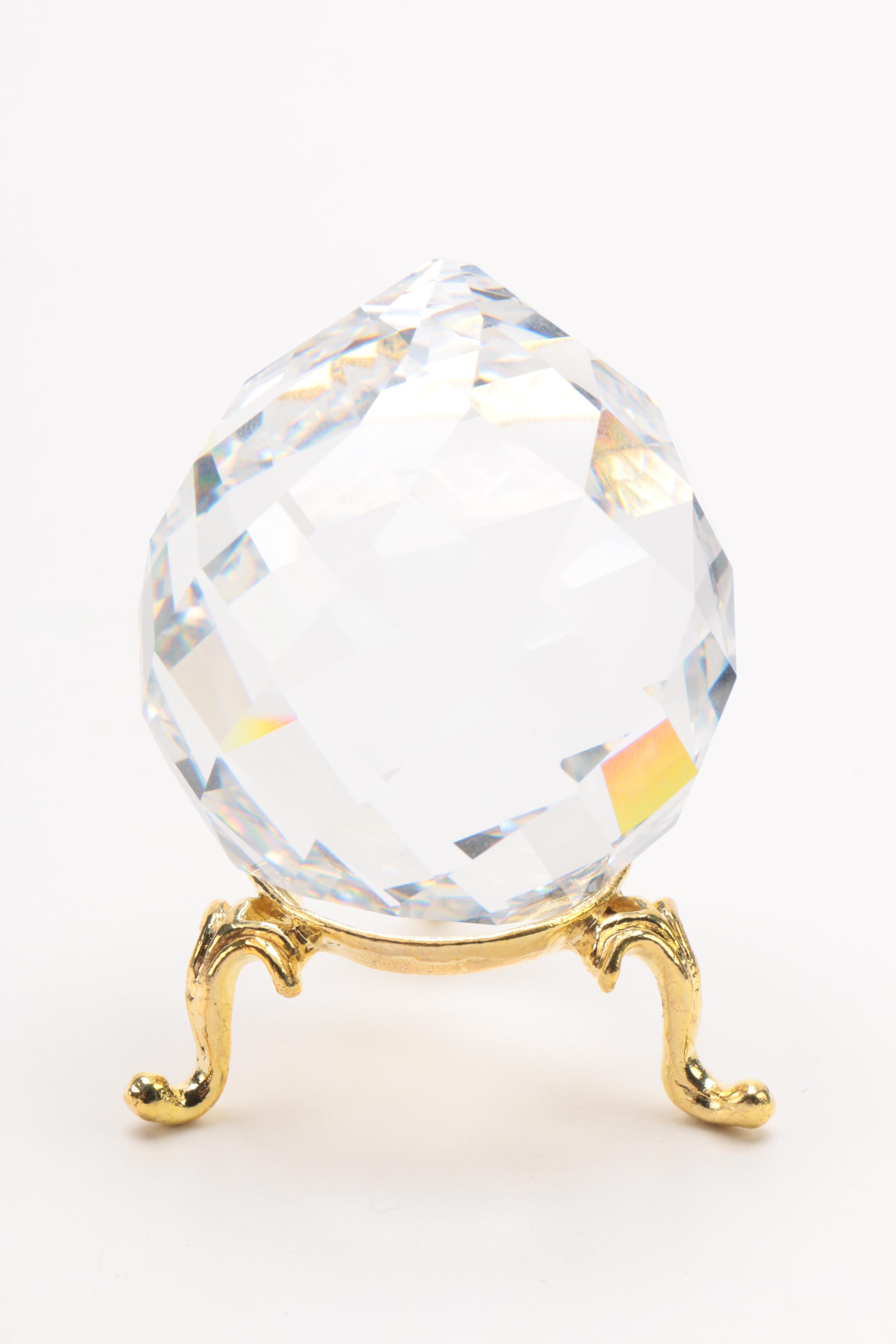 Swarovski Crystal Prism Ball on Stand with Other Faceted Crystals