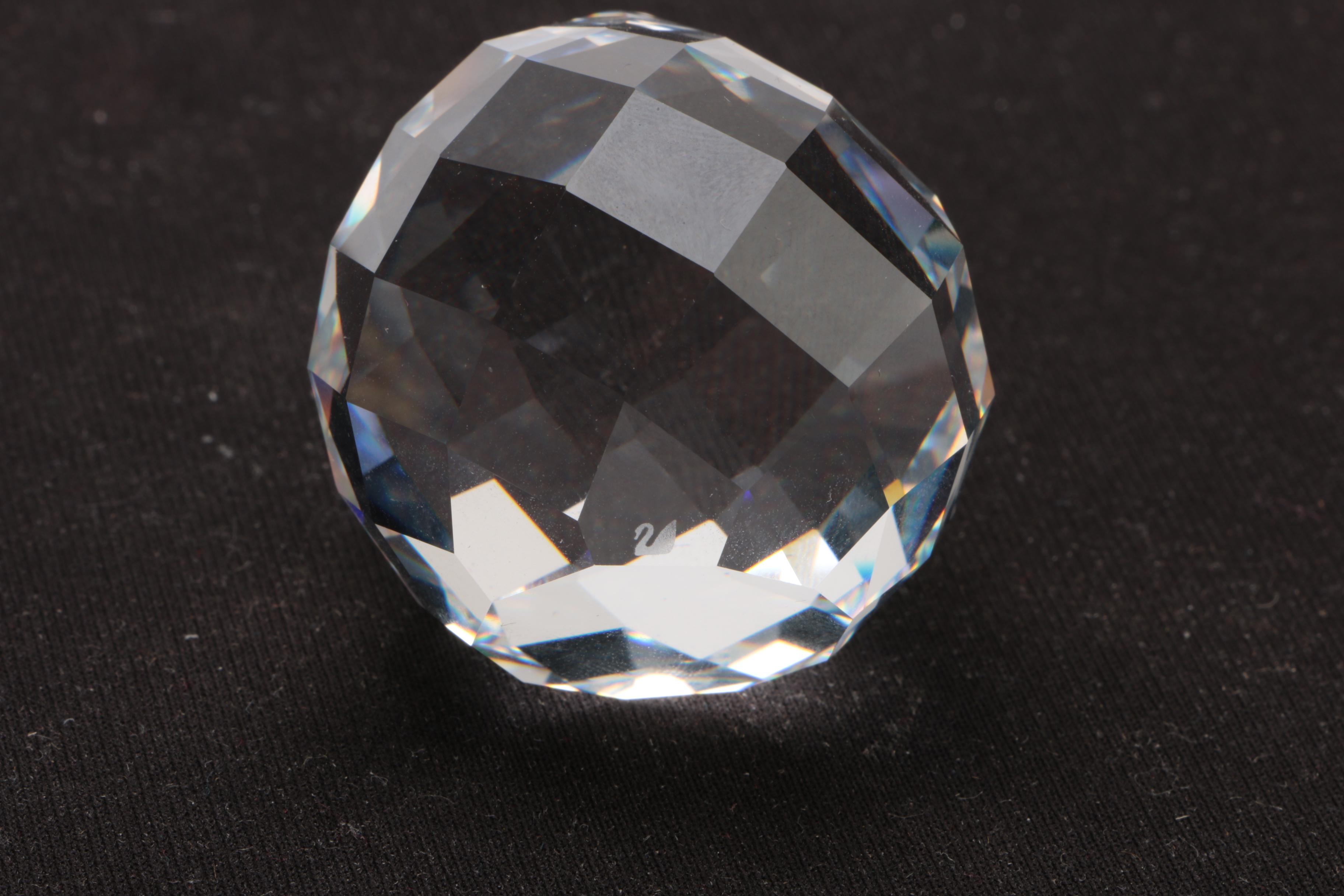 Swarovski Crystal Prism Ball on Stand with Other Faceted Crystals