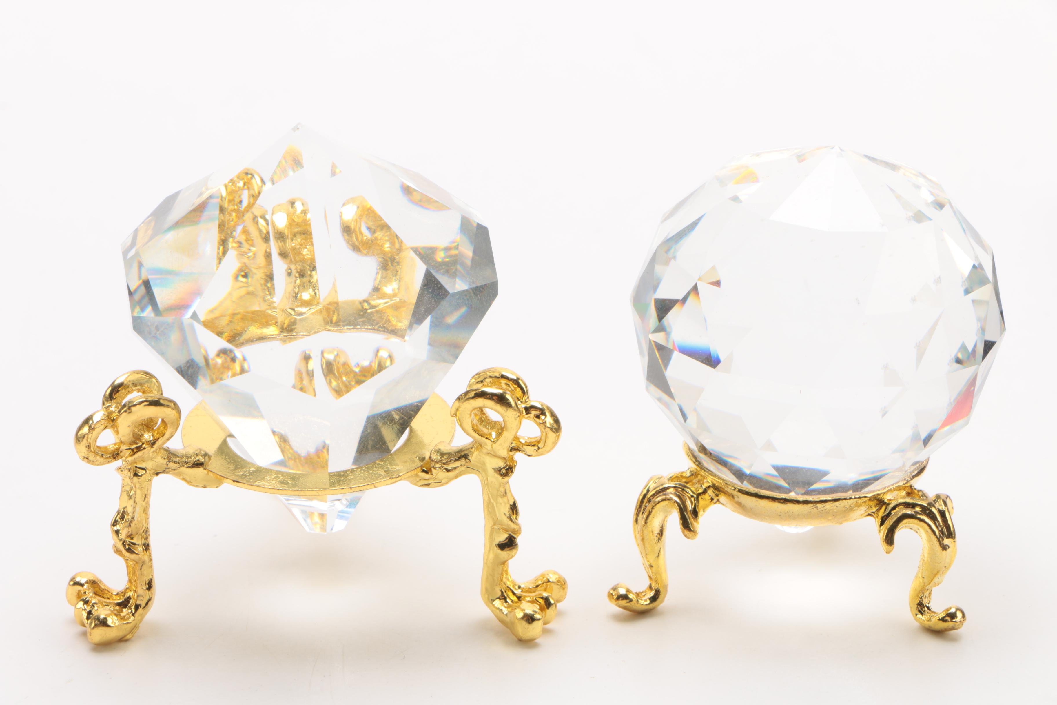 Swarovski Crystal Prism Ball on Stand with Other Faceted Crystals