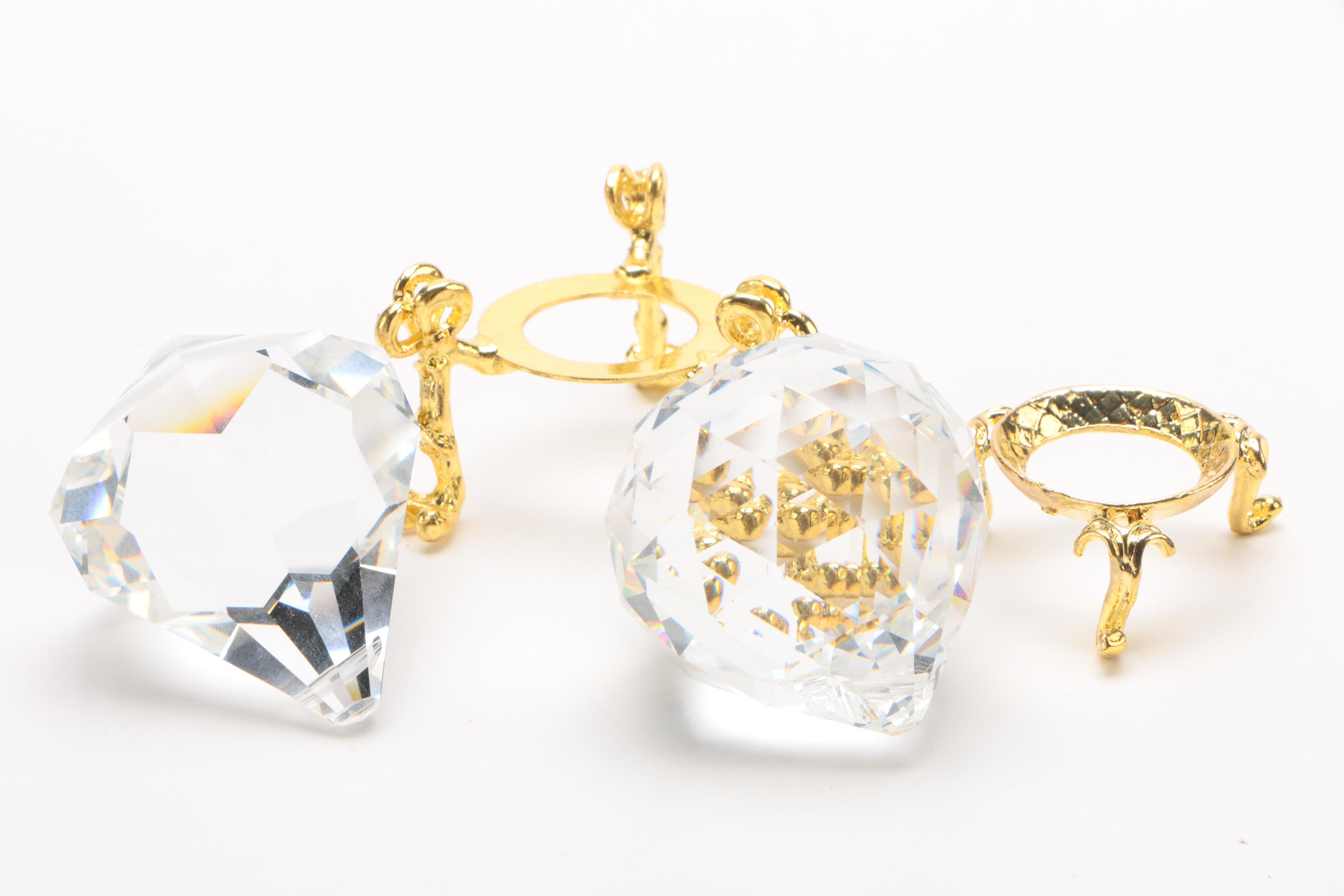 Swarovski Crystal Prism Ball on Stand with Other Faceted Crystals