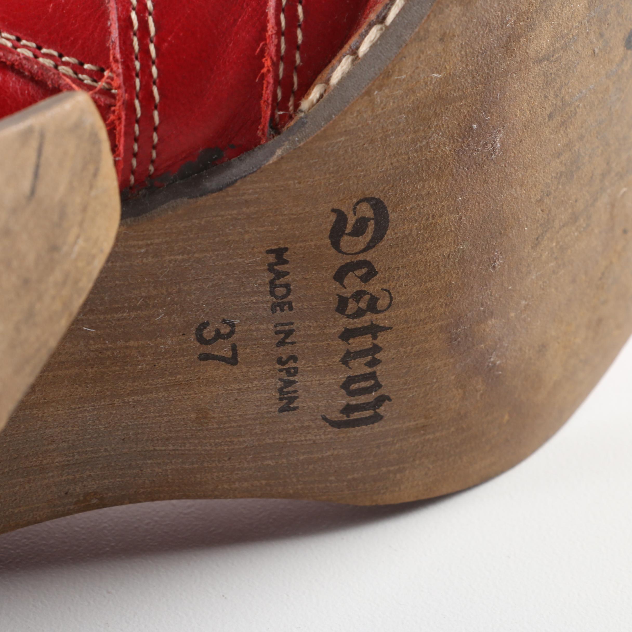 Women's Destroy Red Leather High-Heeled Western Boots