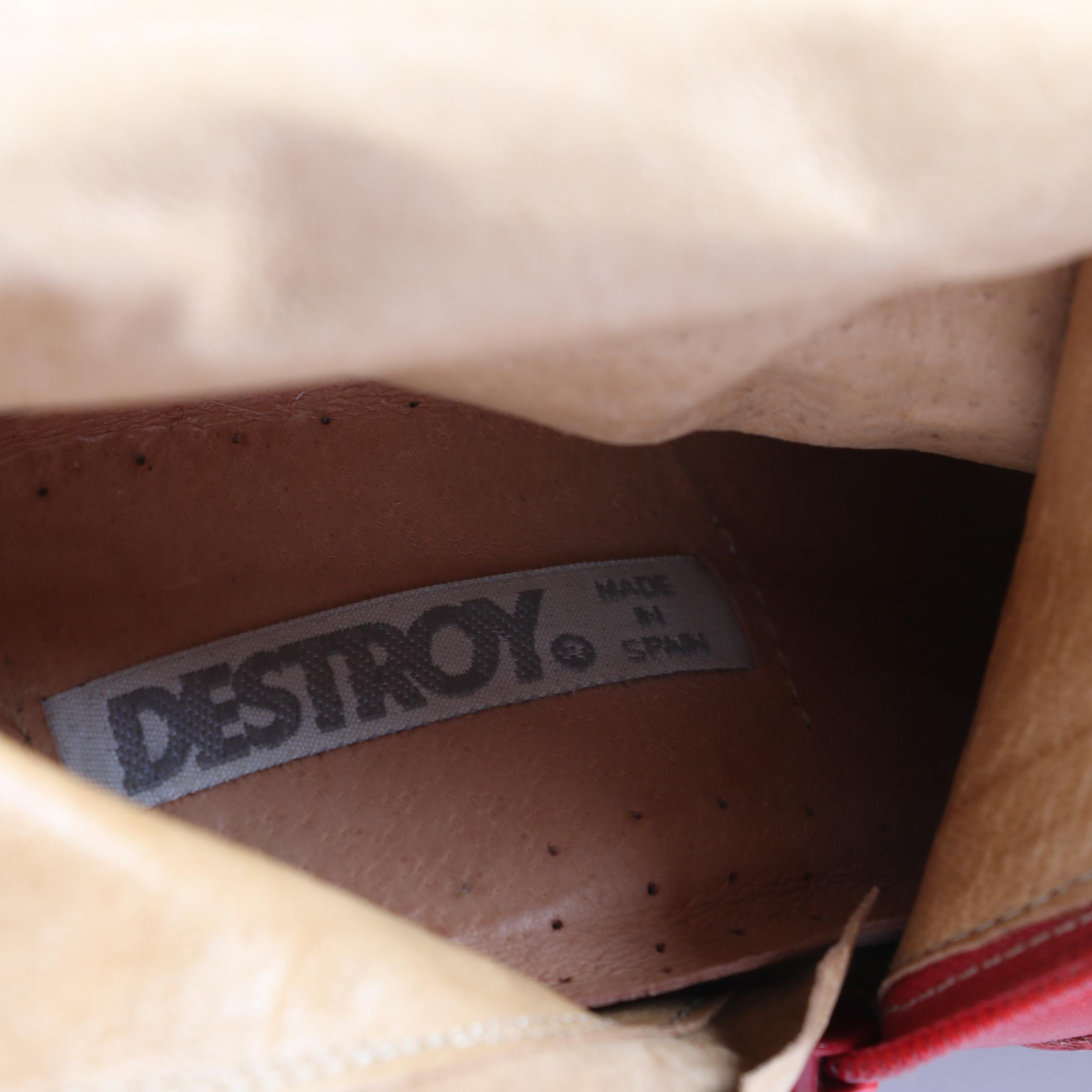 Women's Destroy Red Leather High-Heeled Western Boots