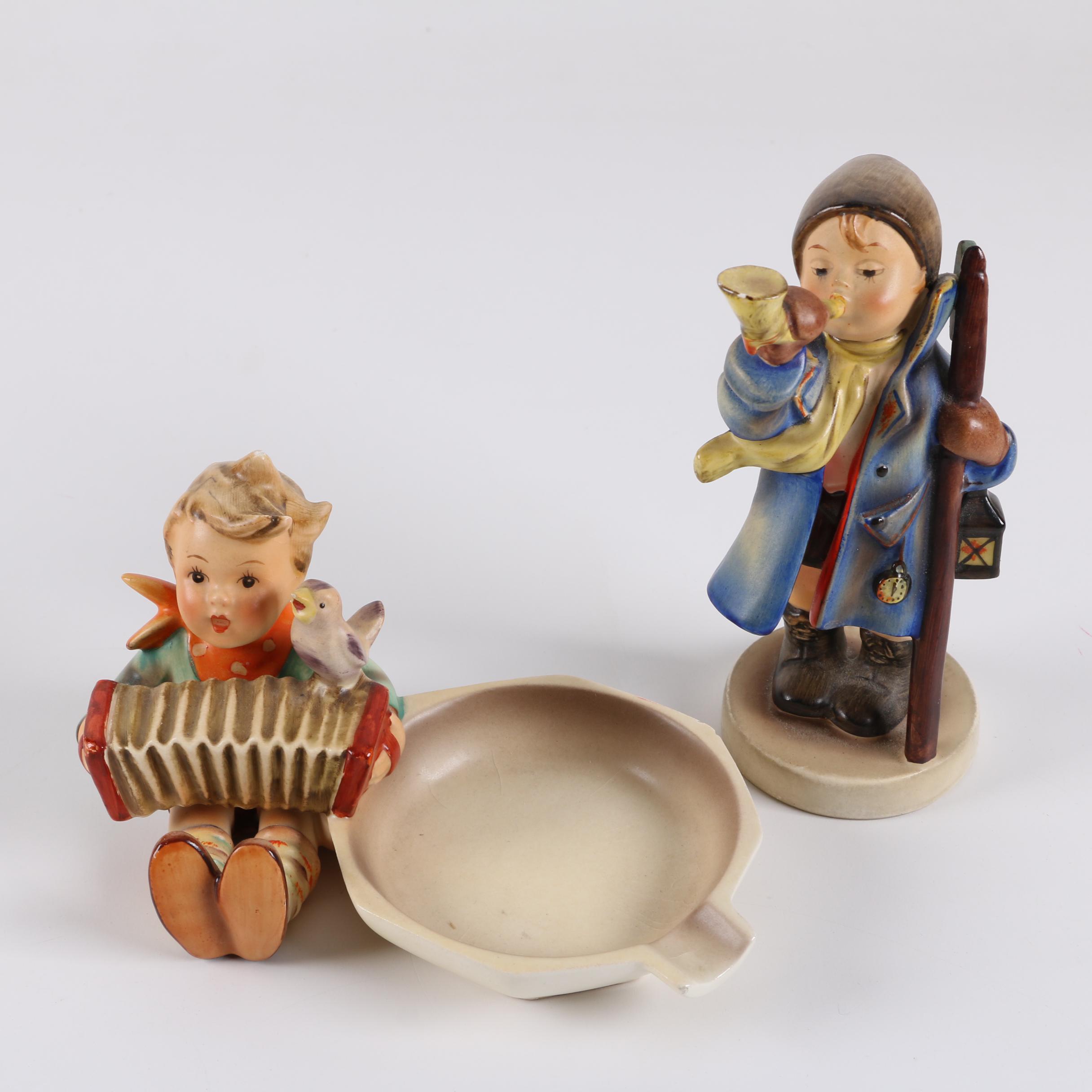 Hummel "Let's Sing" Ash Receiver and "Hear Ye, Hear Ye" Figurine