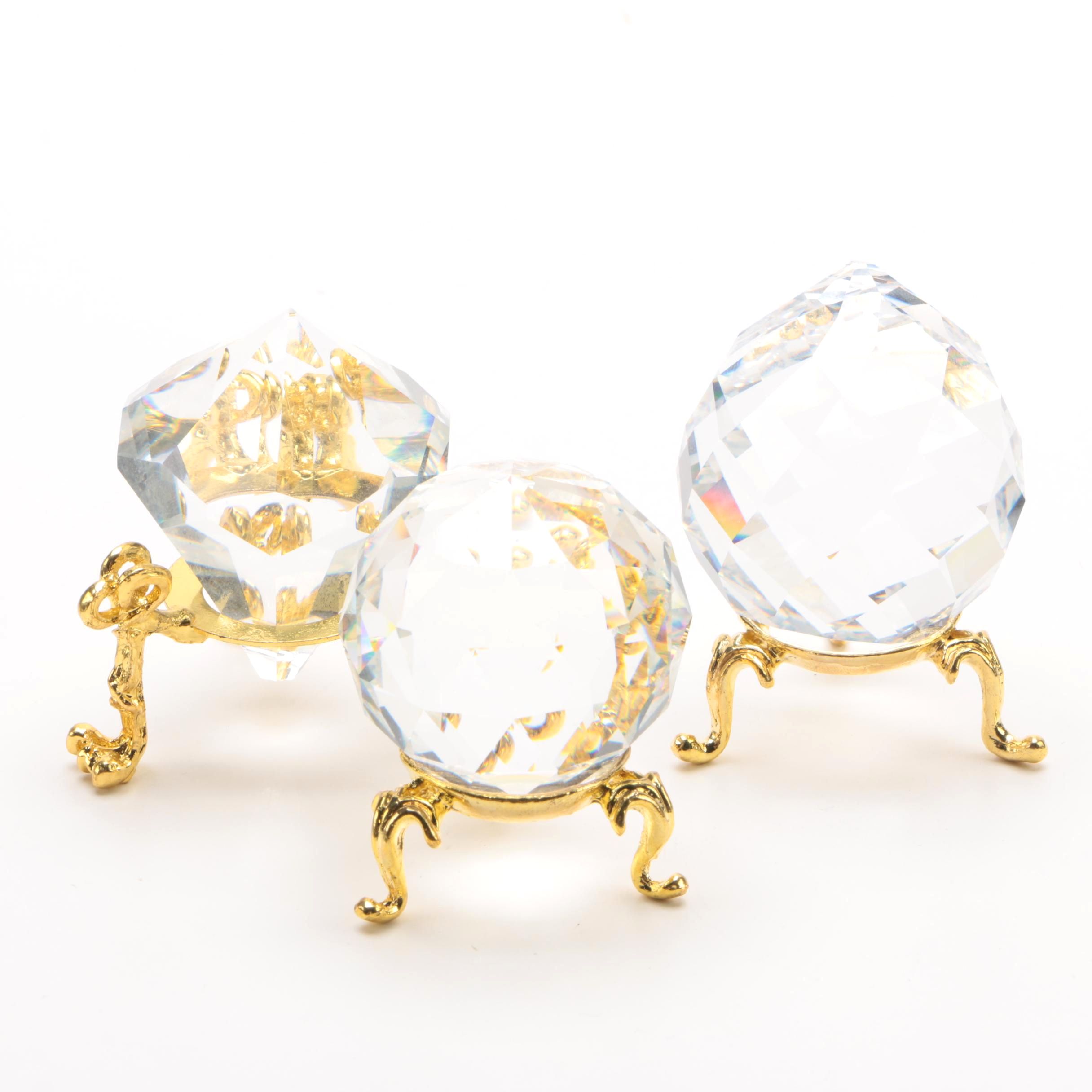 Swarovski Crystal Prism Ball on Stand with Other Faceted Crystals