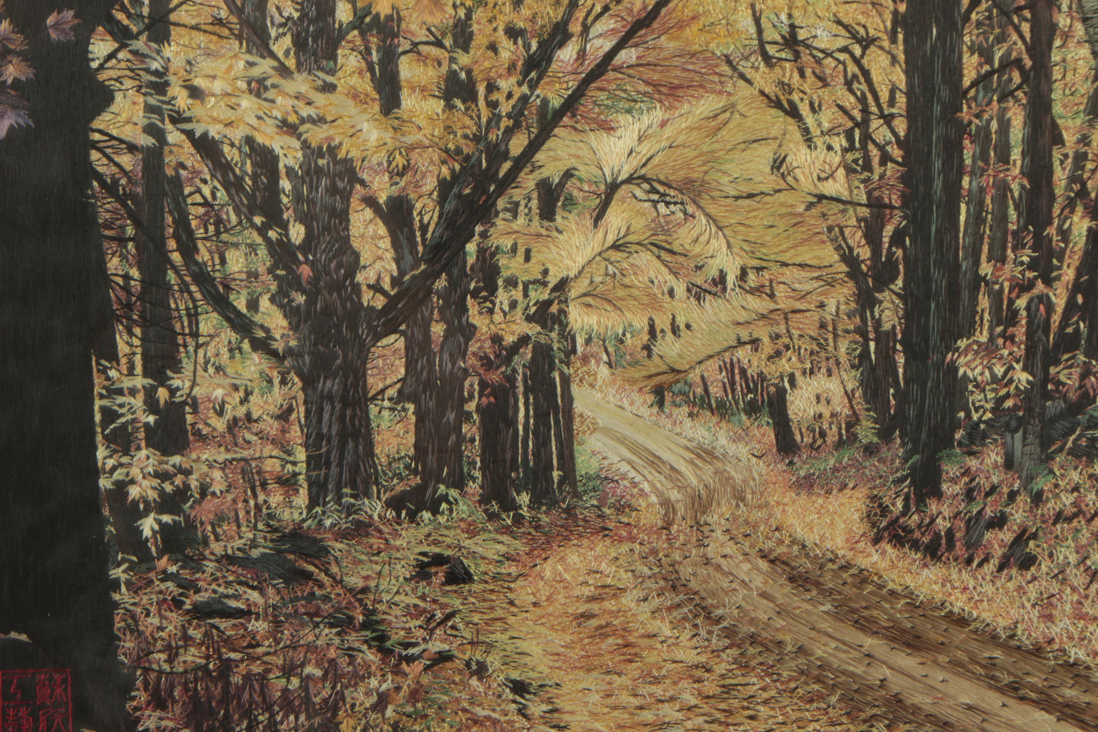 East Asian Silk Painting Embroidery