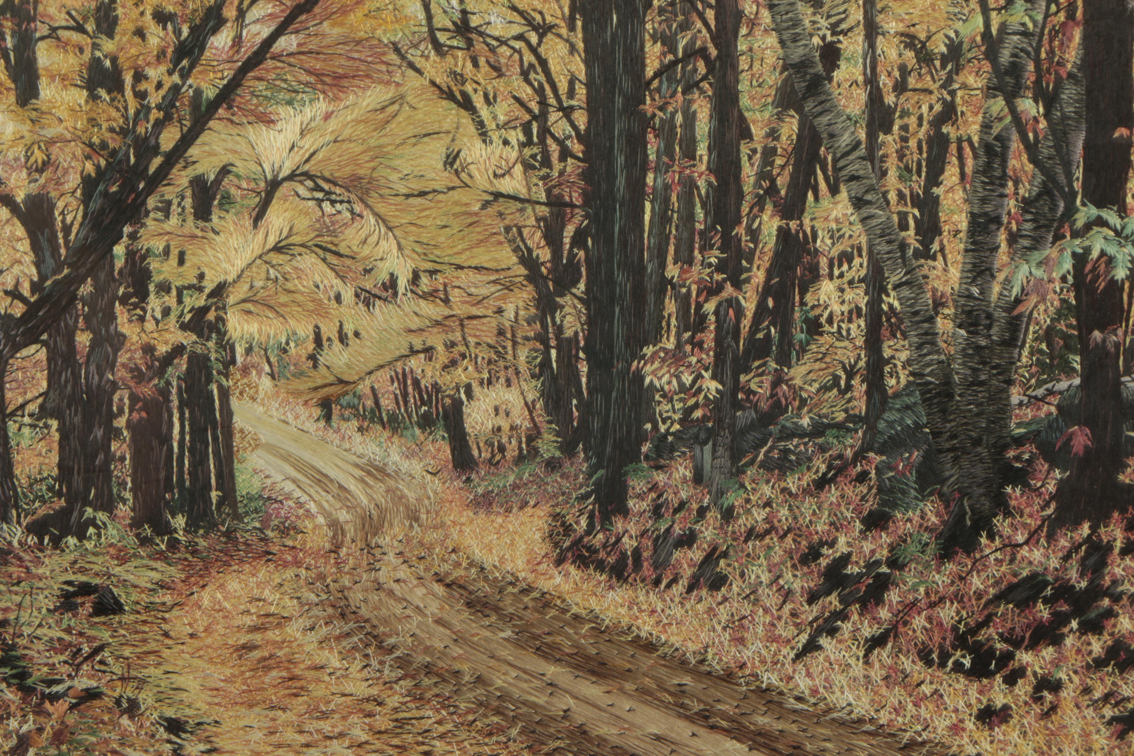 East Asian Silk Painting Embroidery