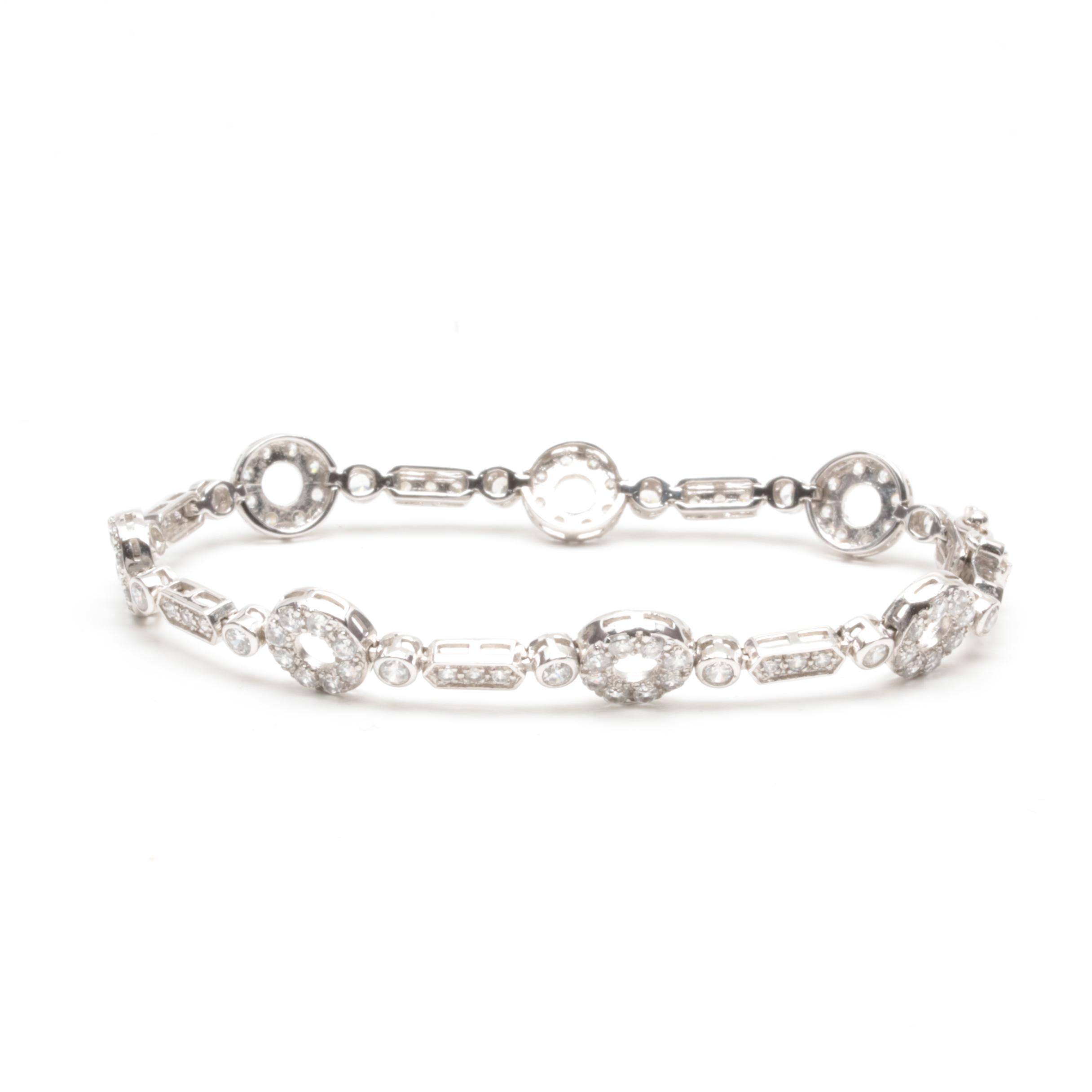 Sterling Silver Cubic Zirconia and Synthetic Sapphire Bracelets