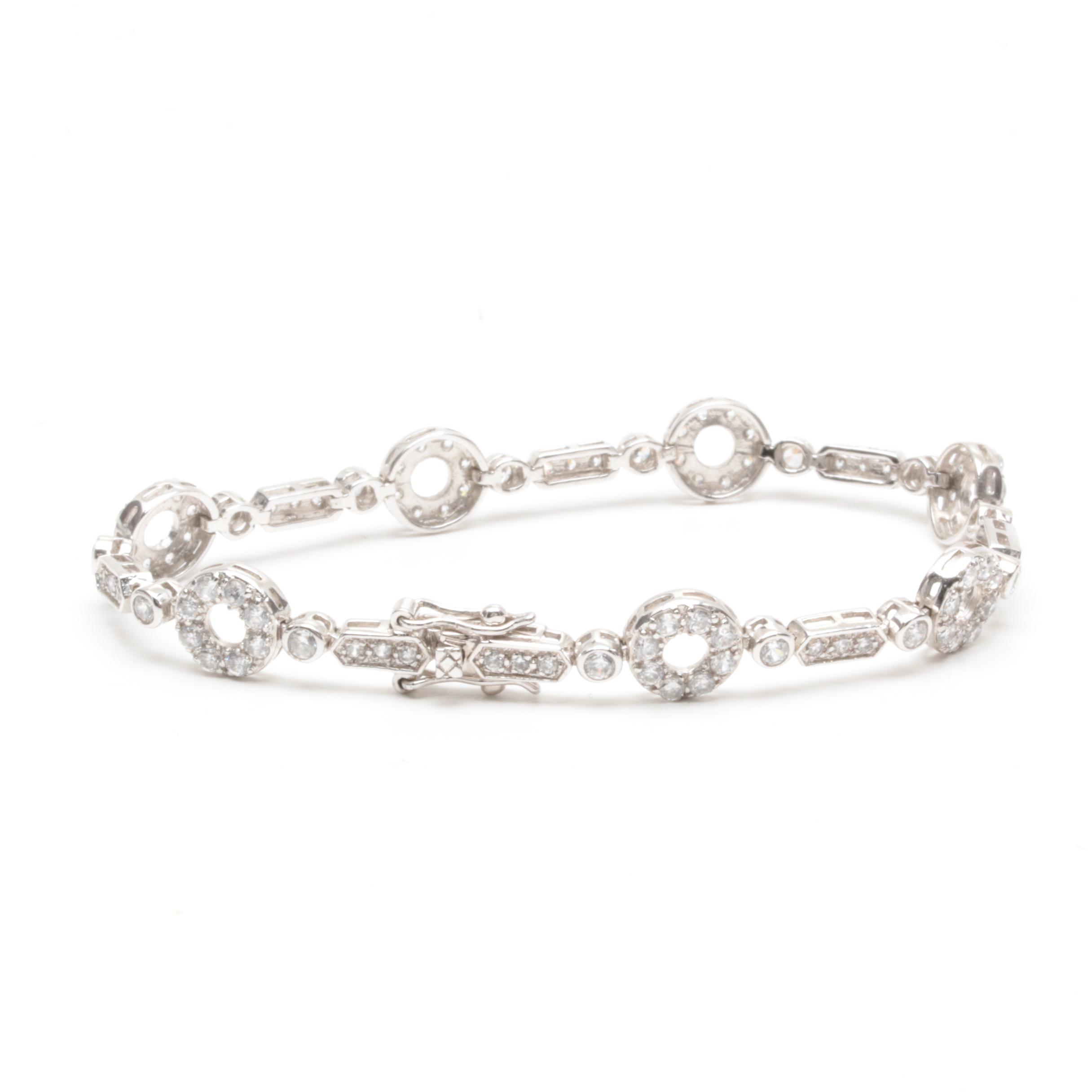 Sterling Silver Cubic Zirconia and Synthetic Sapphire Bracelets