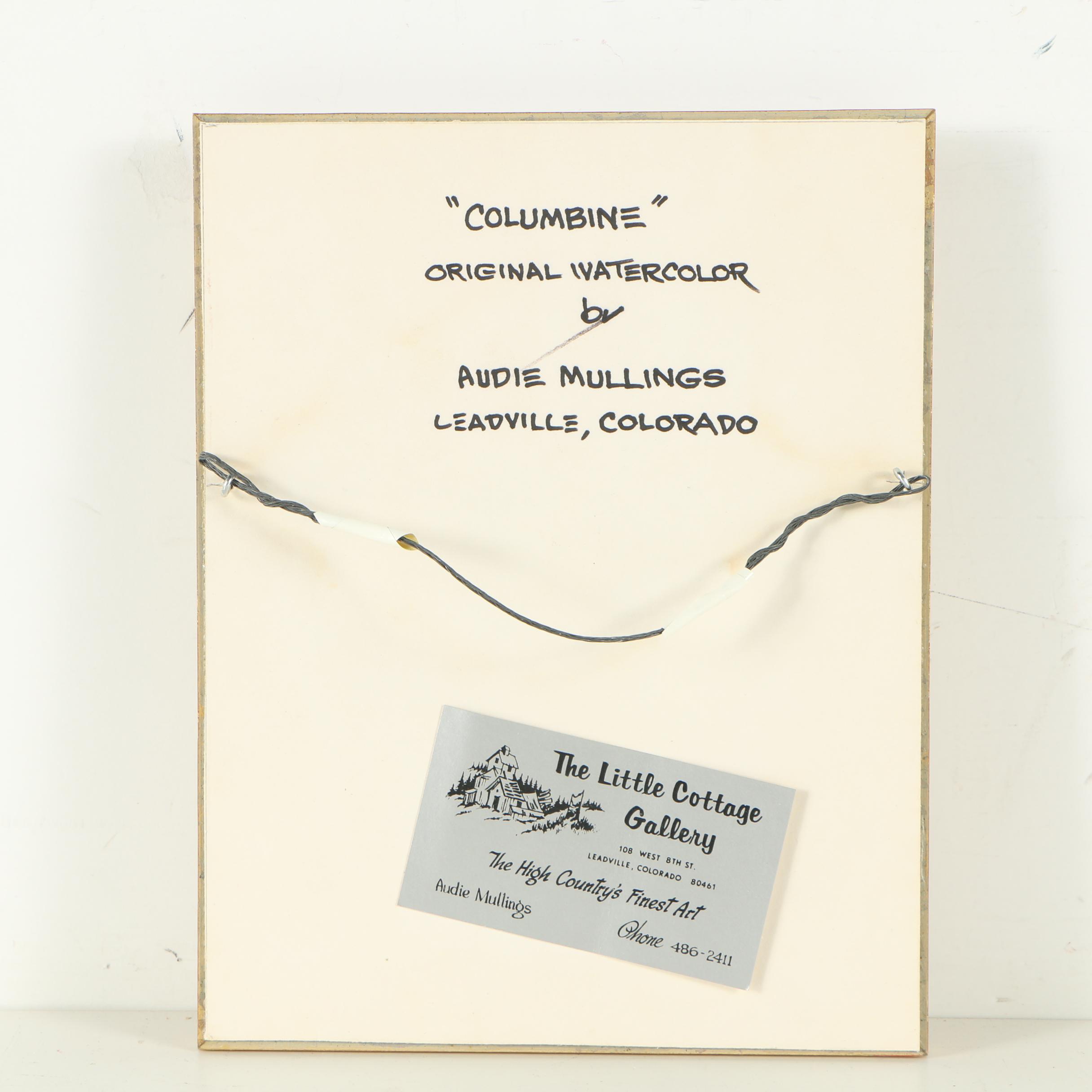 Audie Mullings Watercolor Painting "Columbine"