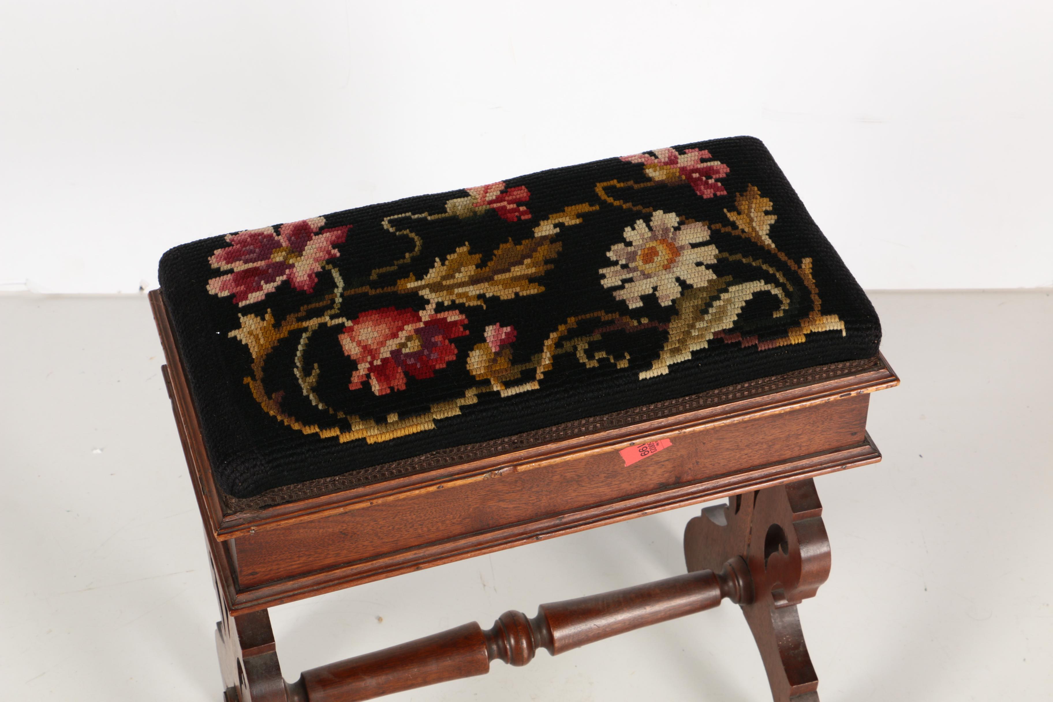 Tall Needlepoint Storage Stool